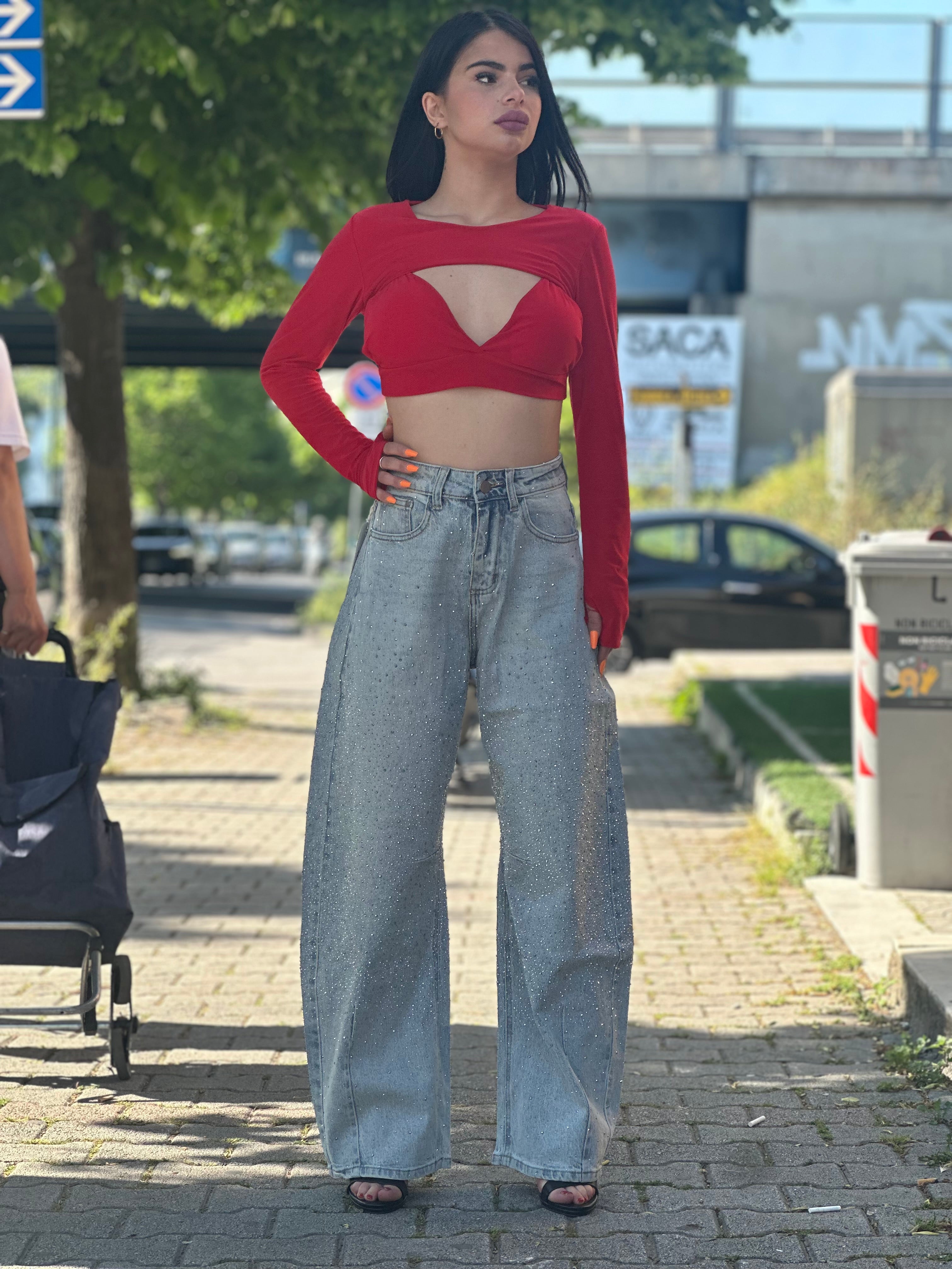 Balloon brillantinato jeans