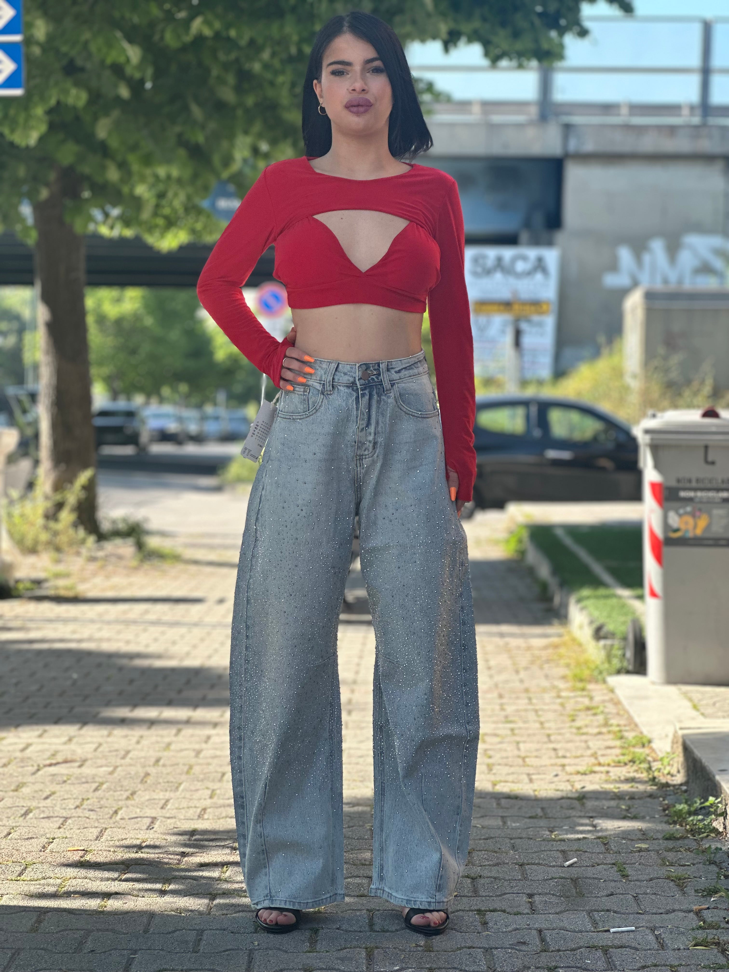 Balloon brillantinato jeans