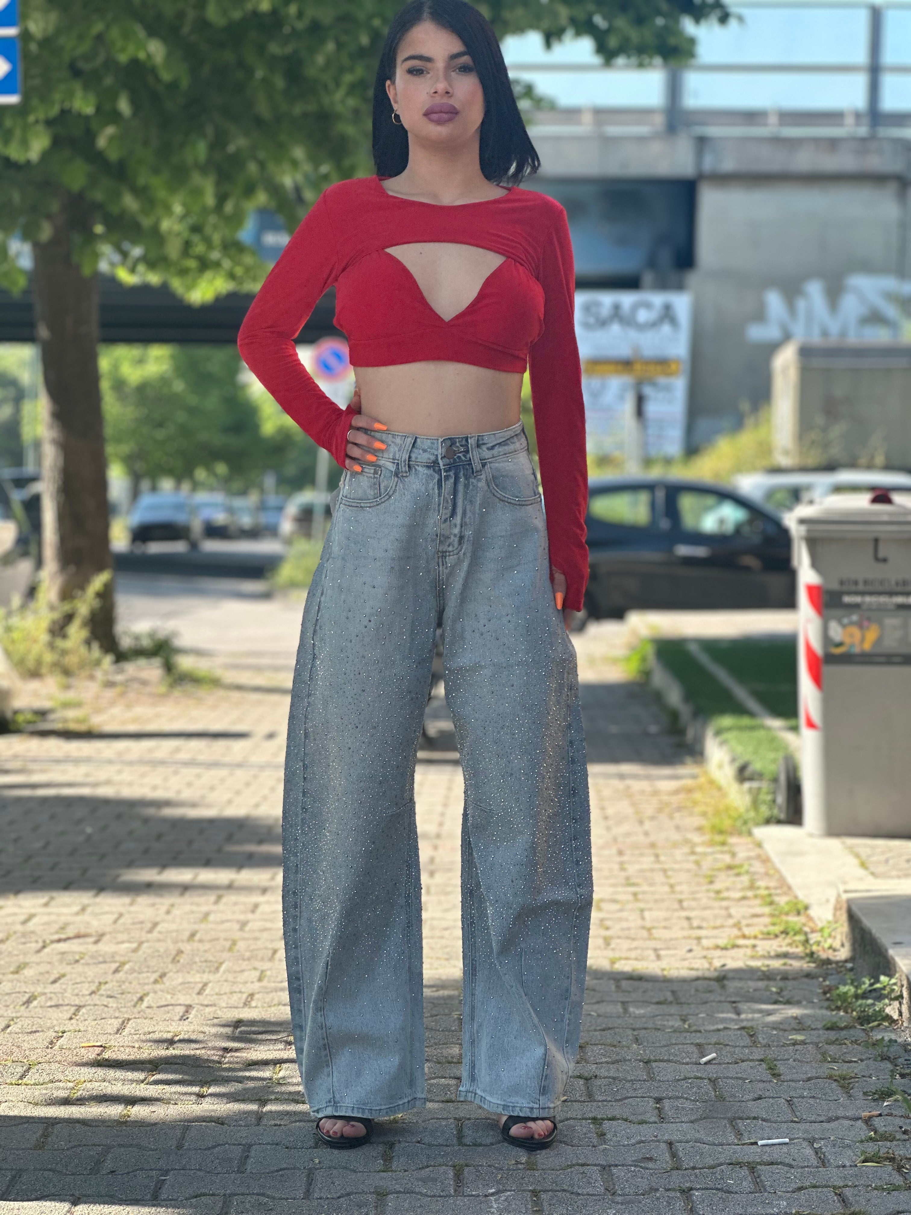 Balloon brillantinato jeans