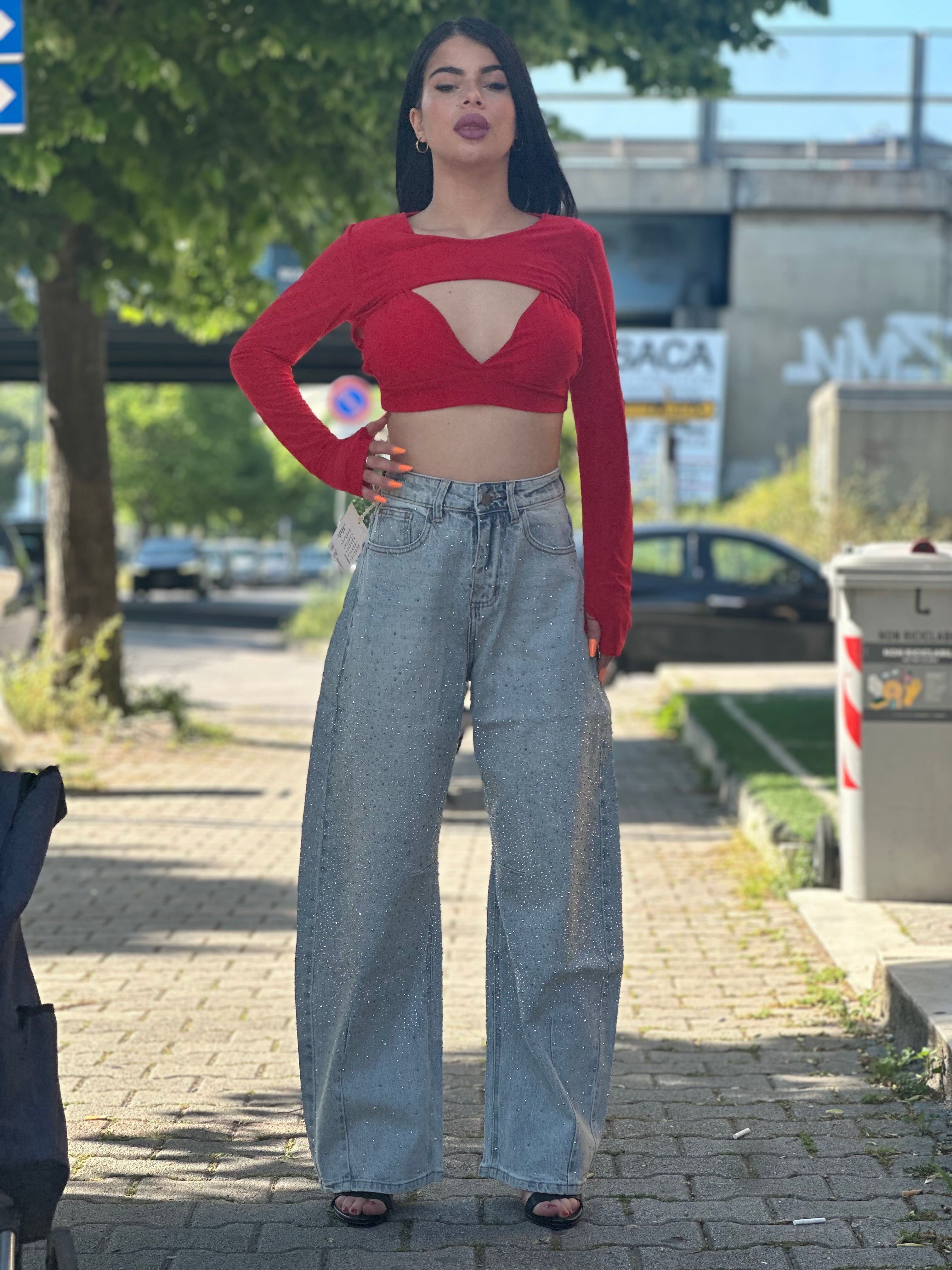 Balloon brillantinato jeans