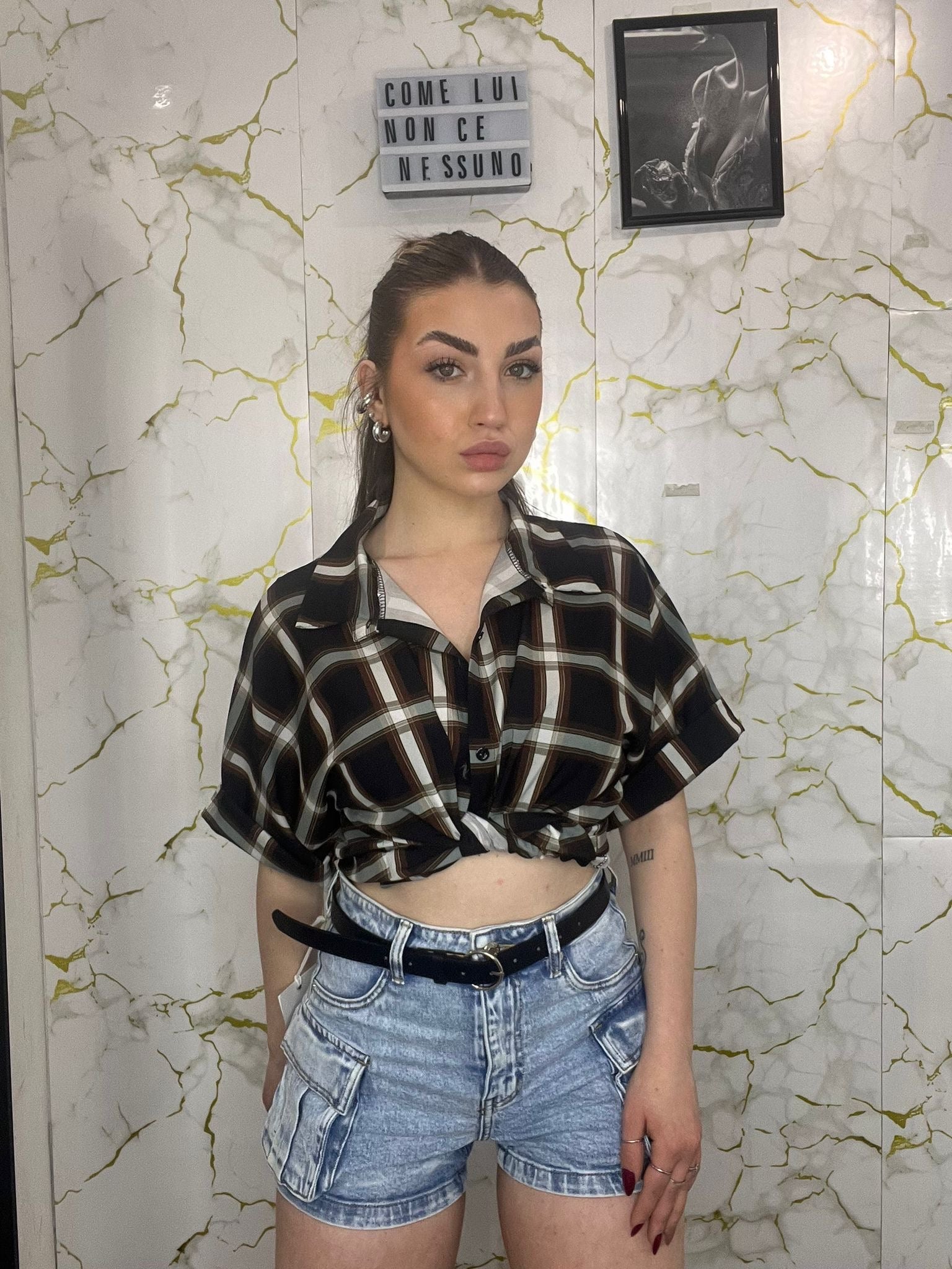 Camicia a quadri morena