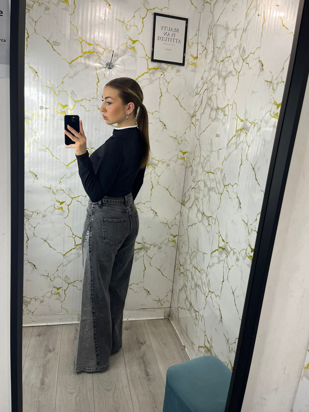 JEANS DOPPIO LAVAGGIO GRIGIO palazzo