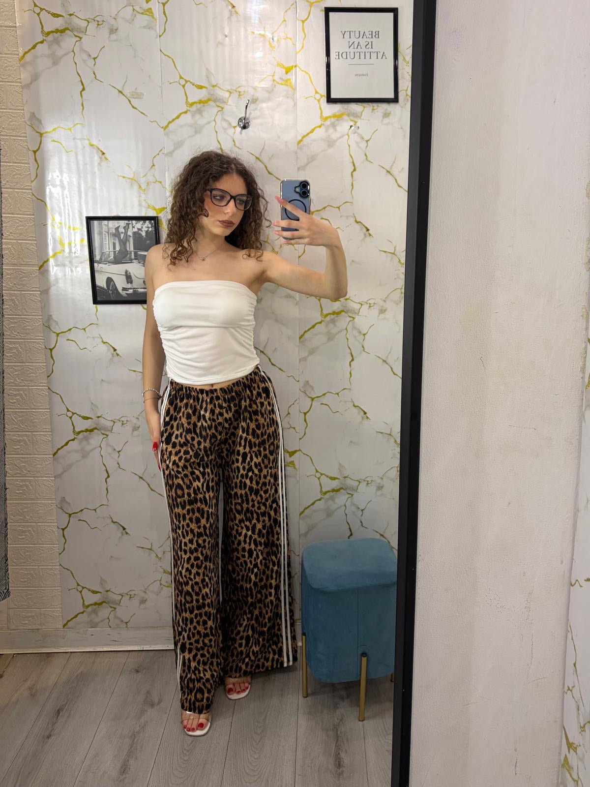 Pantalone maculato con banda