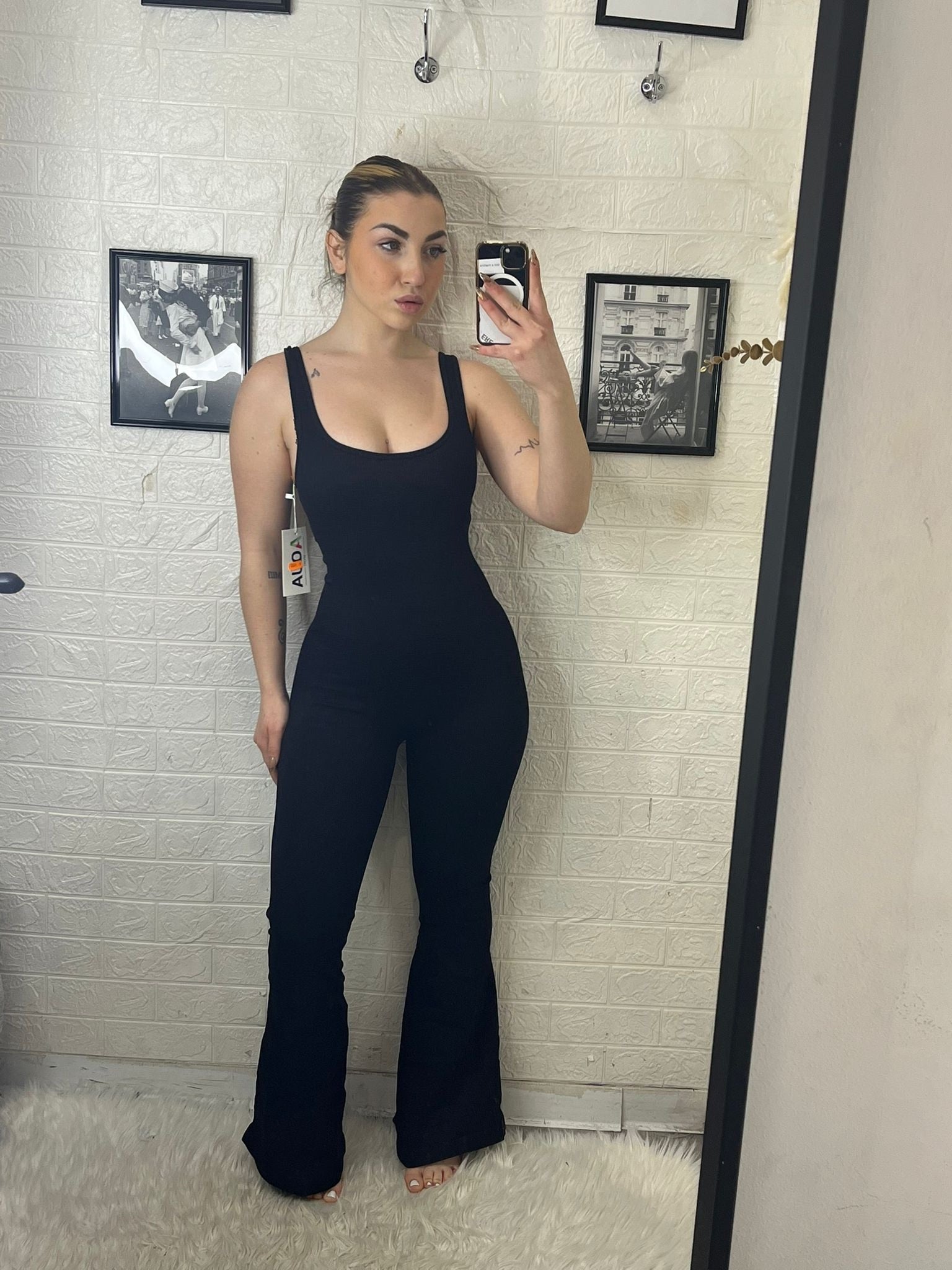 Jumpsuite a zampa in costine