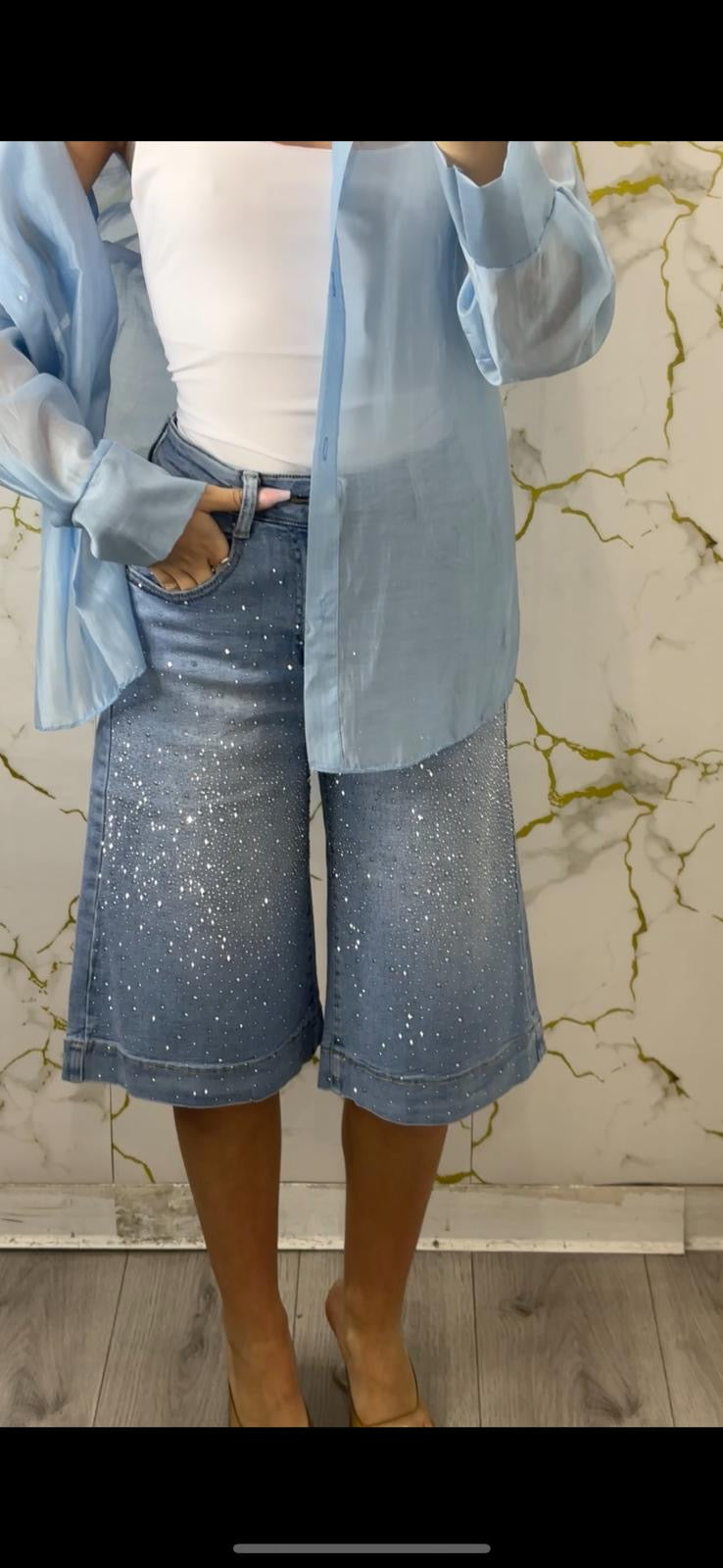 Bermuda strass in denim