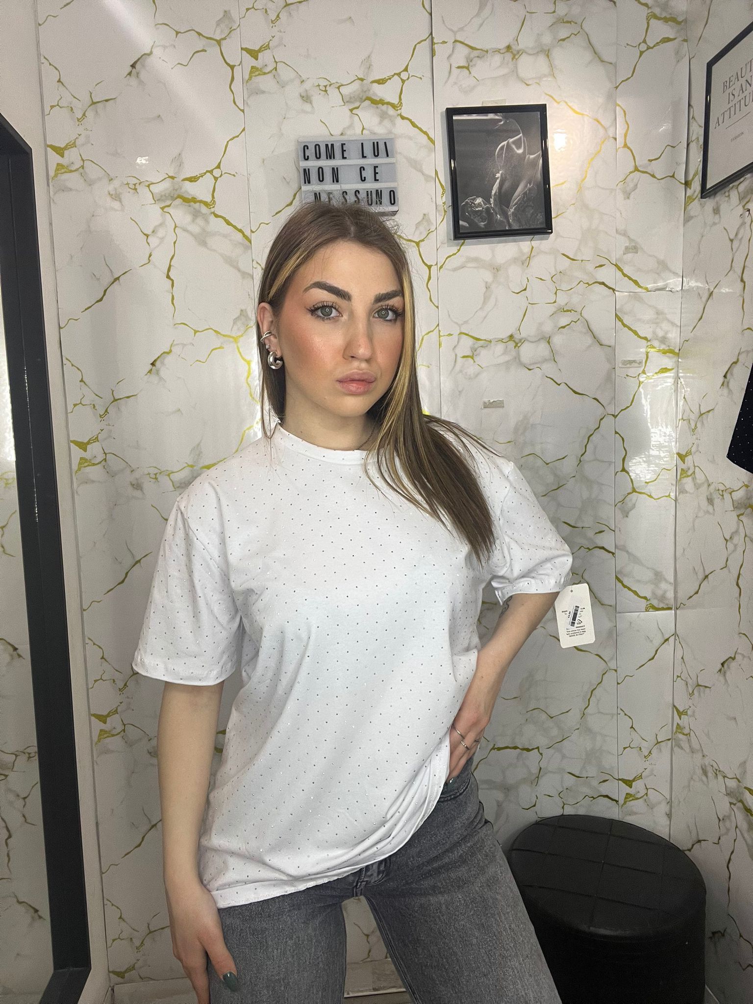 Maglia con strass oversize