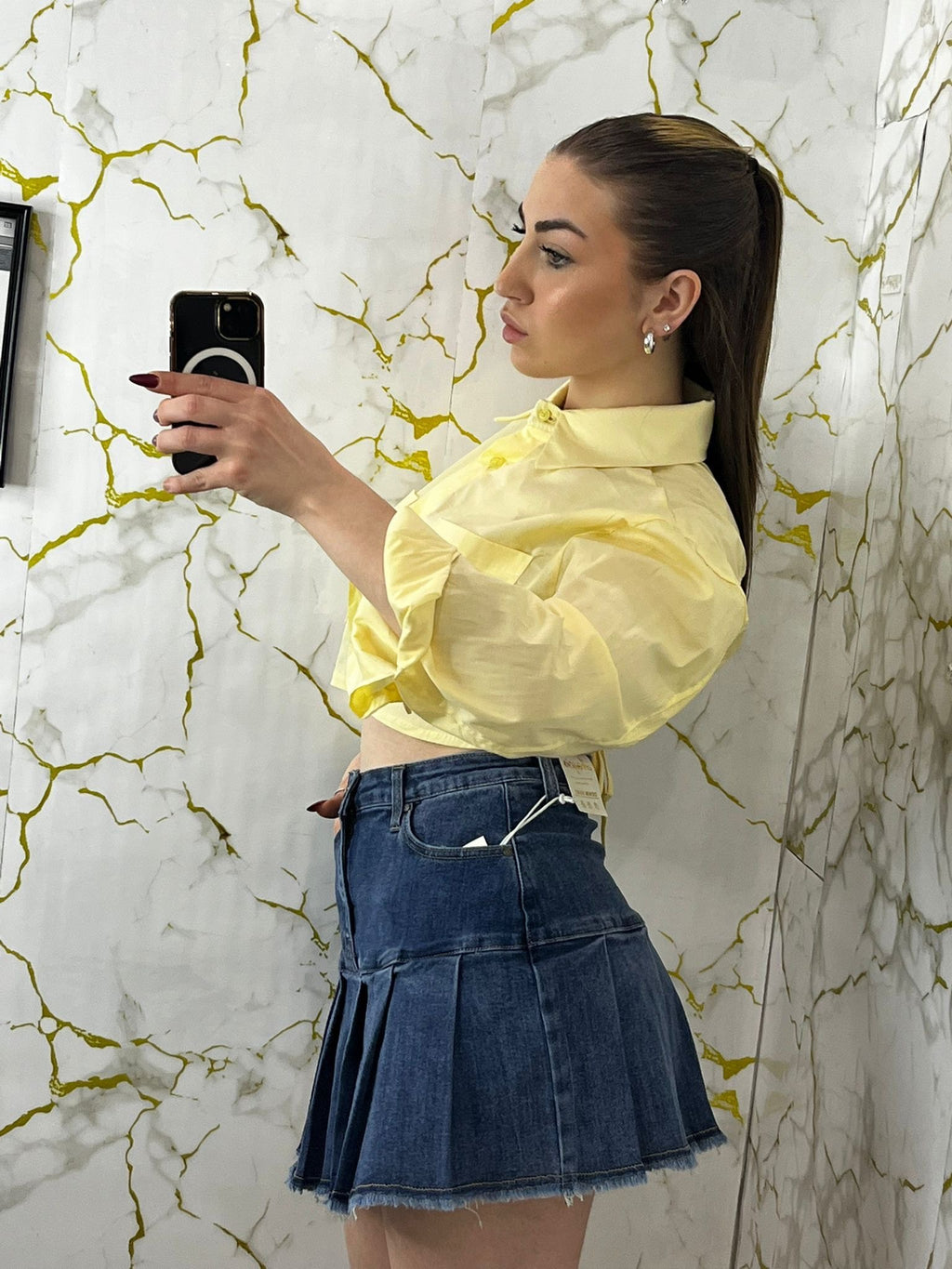 Gonna con voilà denim scuro