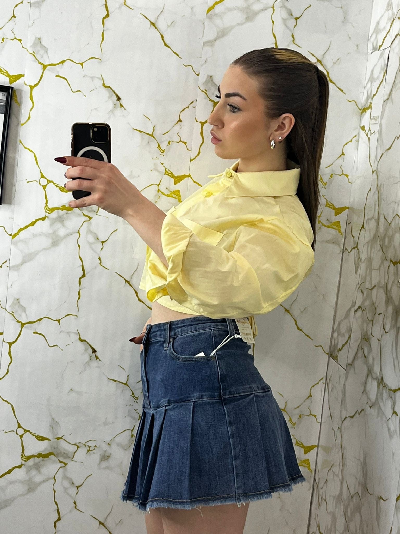 Gonna con voilà denim scuro