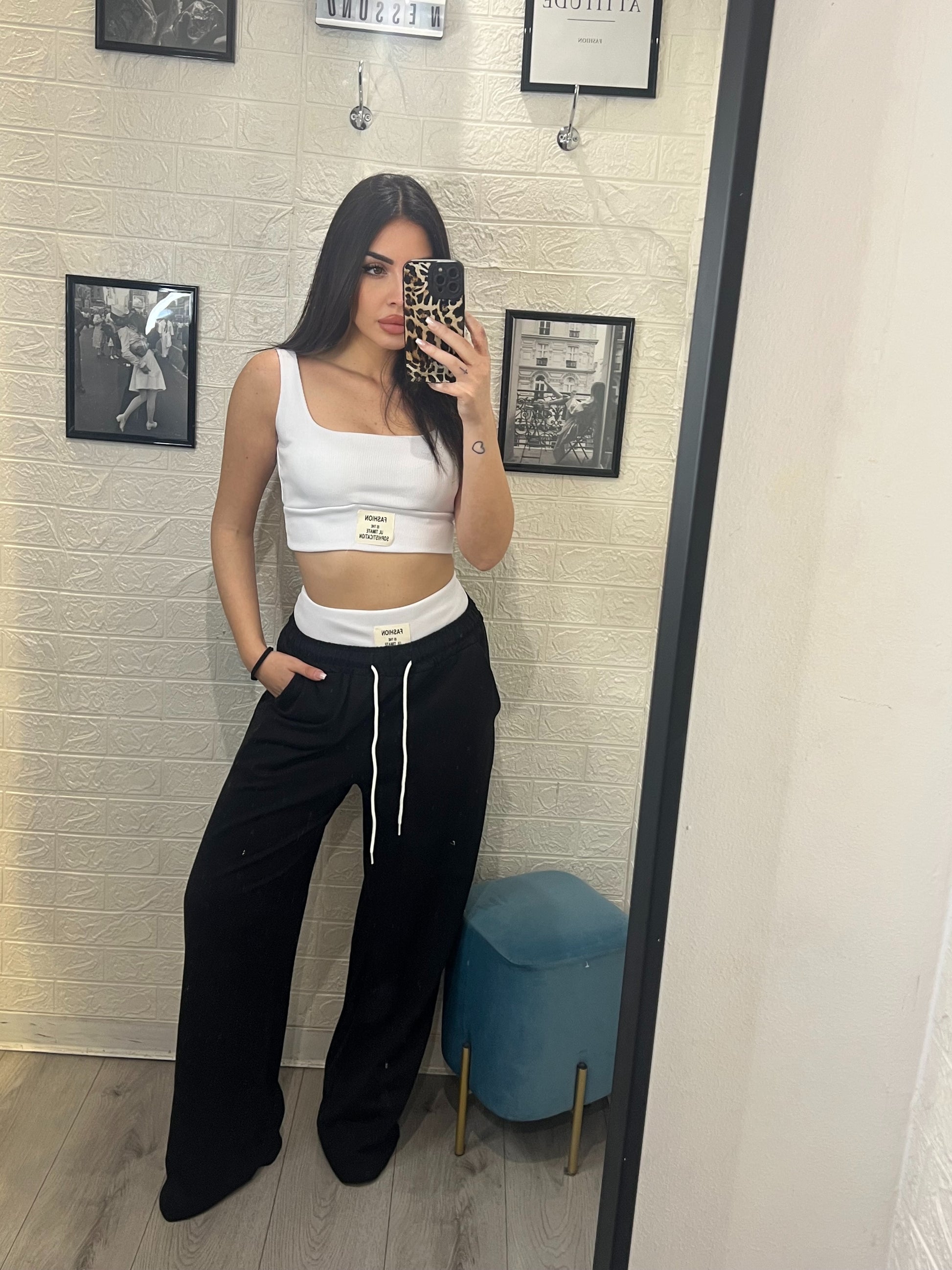 Coordinato top pantalone con molla