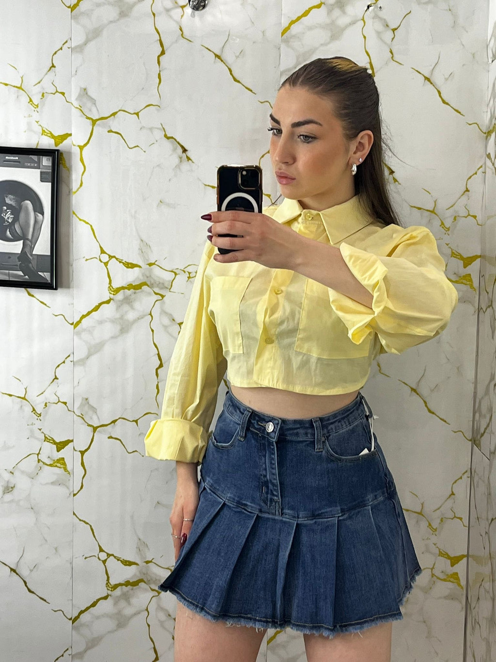 Gonna con voilà denim scuro
