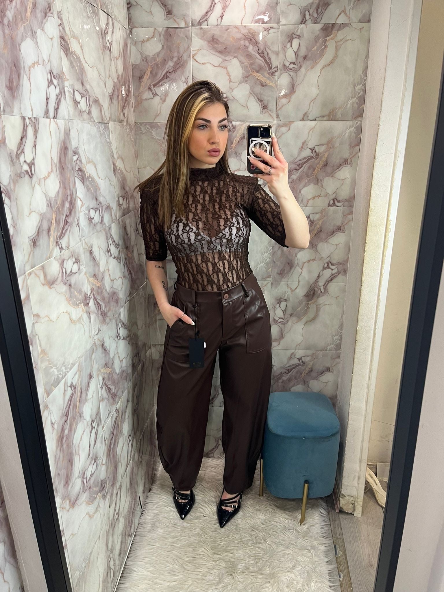 Pantalone in ecopelle