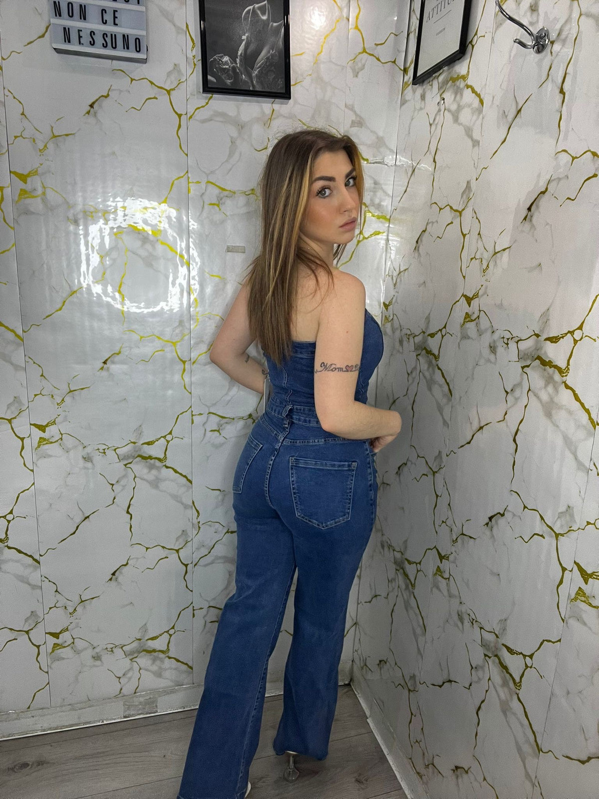 Jumpsuite in denim scuro