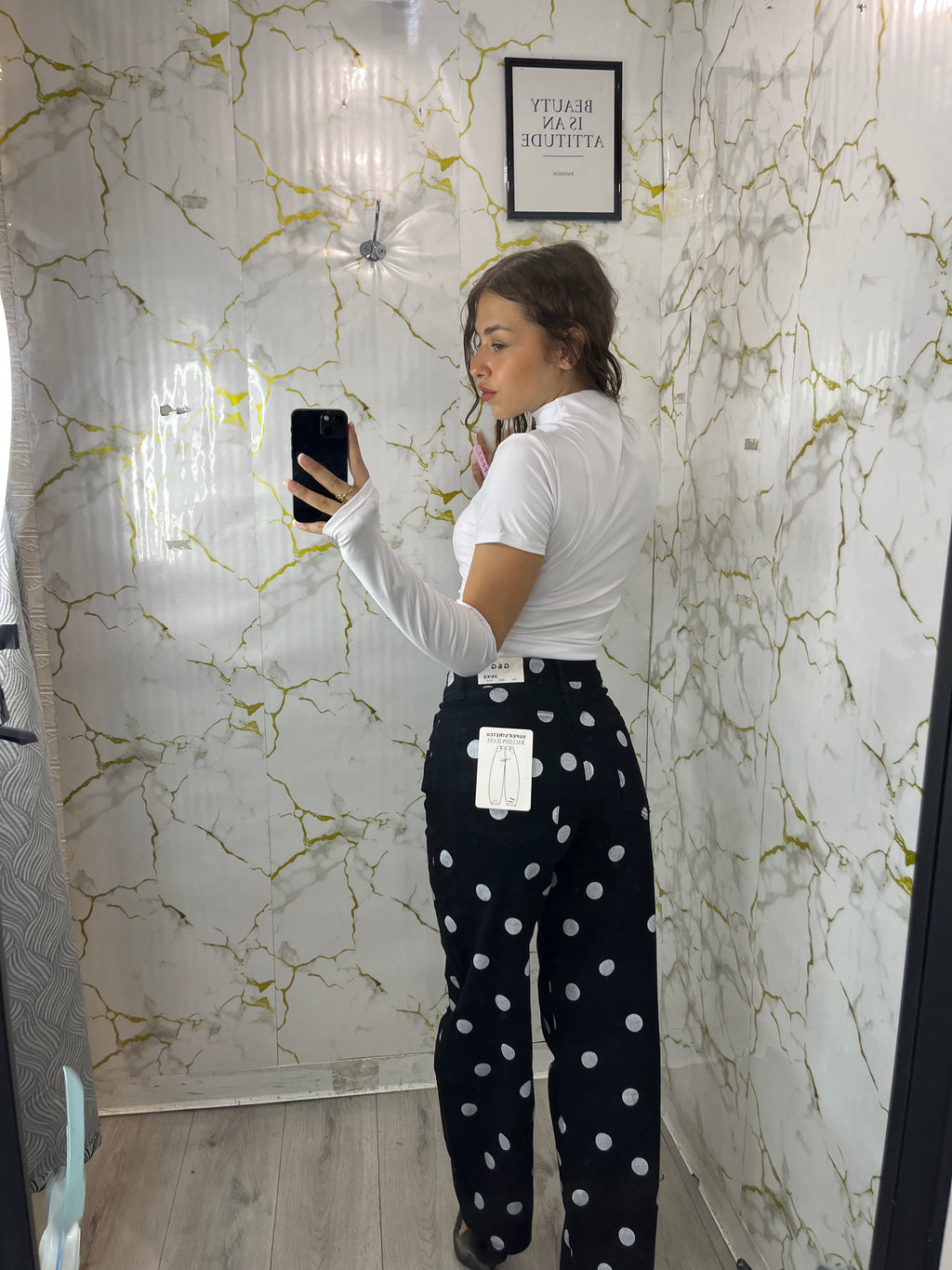 Jeans black a pois