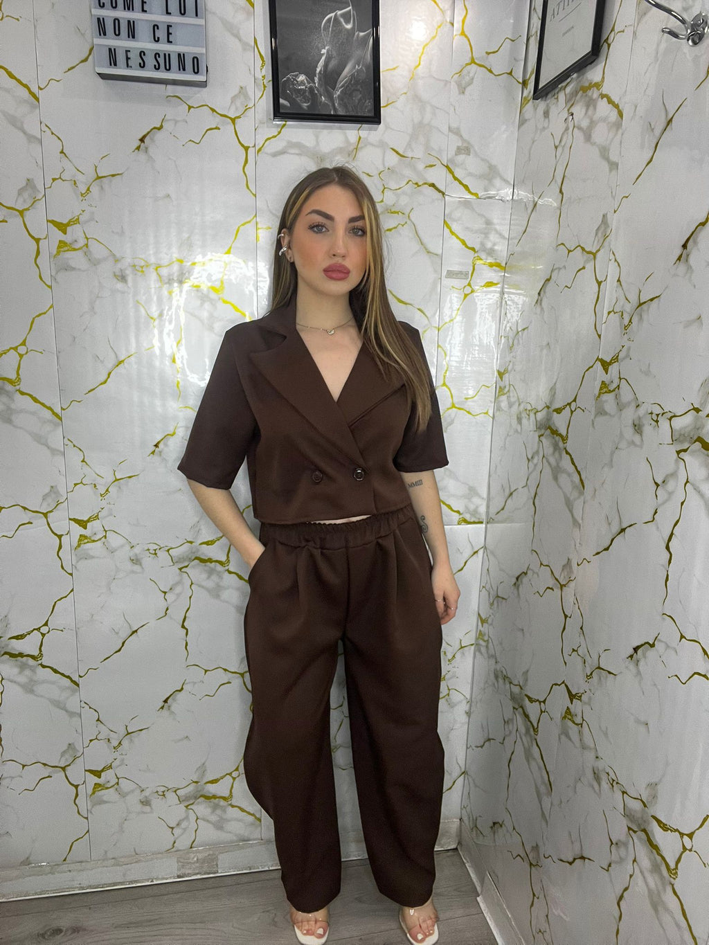 tailleur maglia croop mezza manica