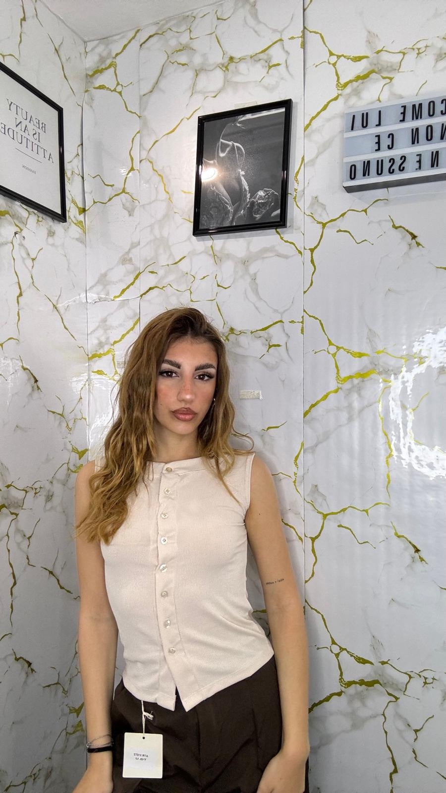 Canotta a costine con bottoni