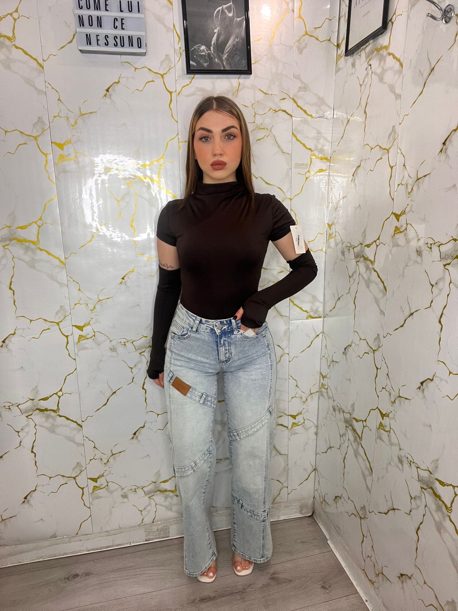 Jeans a palazzo con passanti