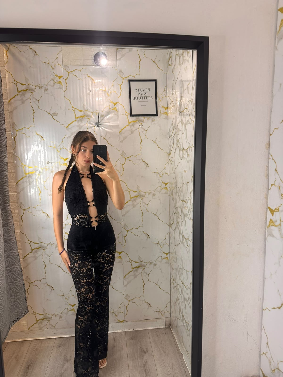 Jumpsuite in macramé con anelli