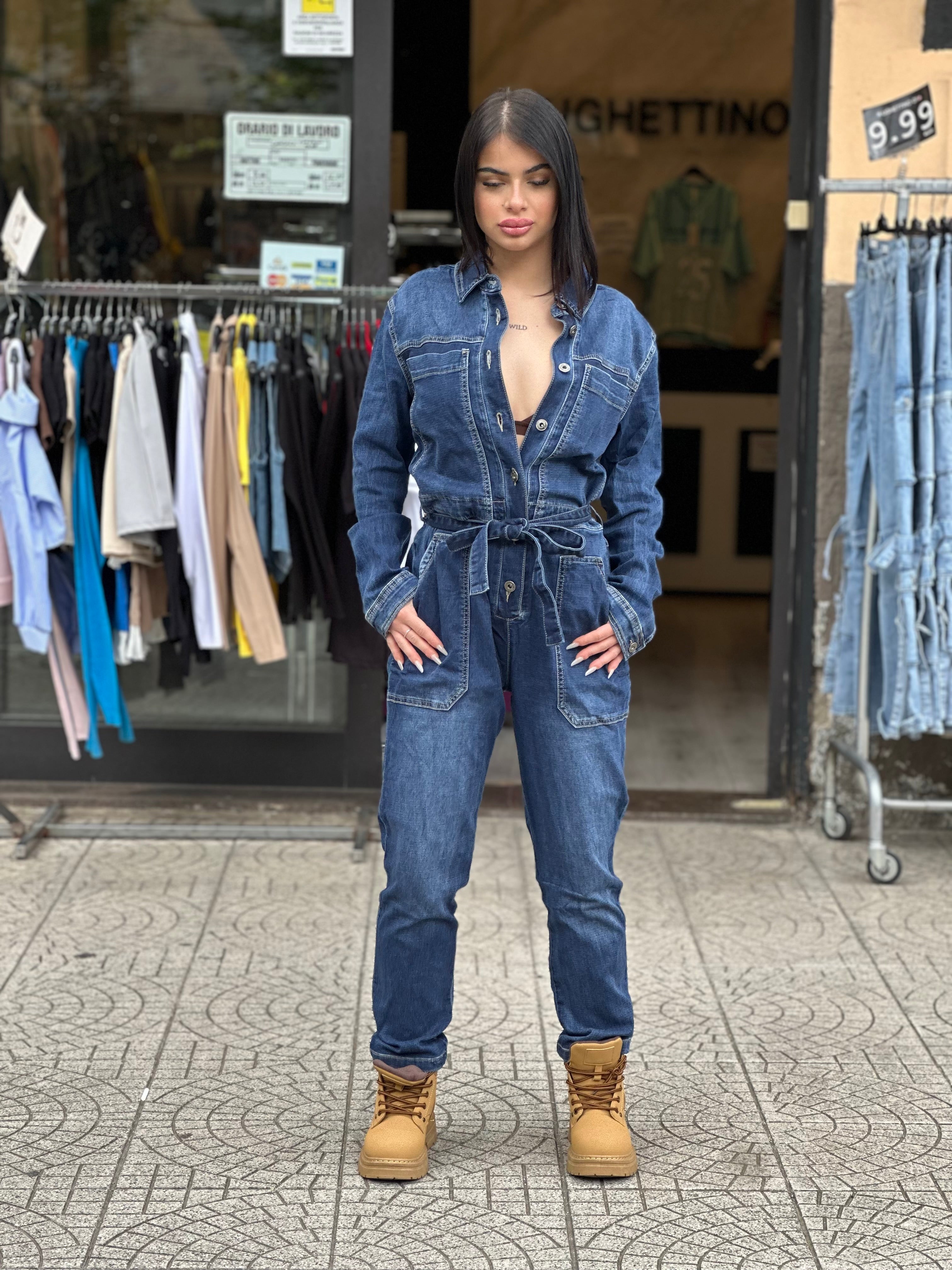 Jumpsuite denim scuro