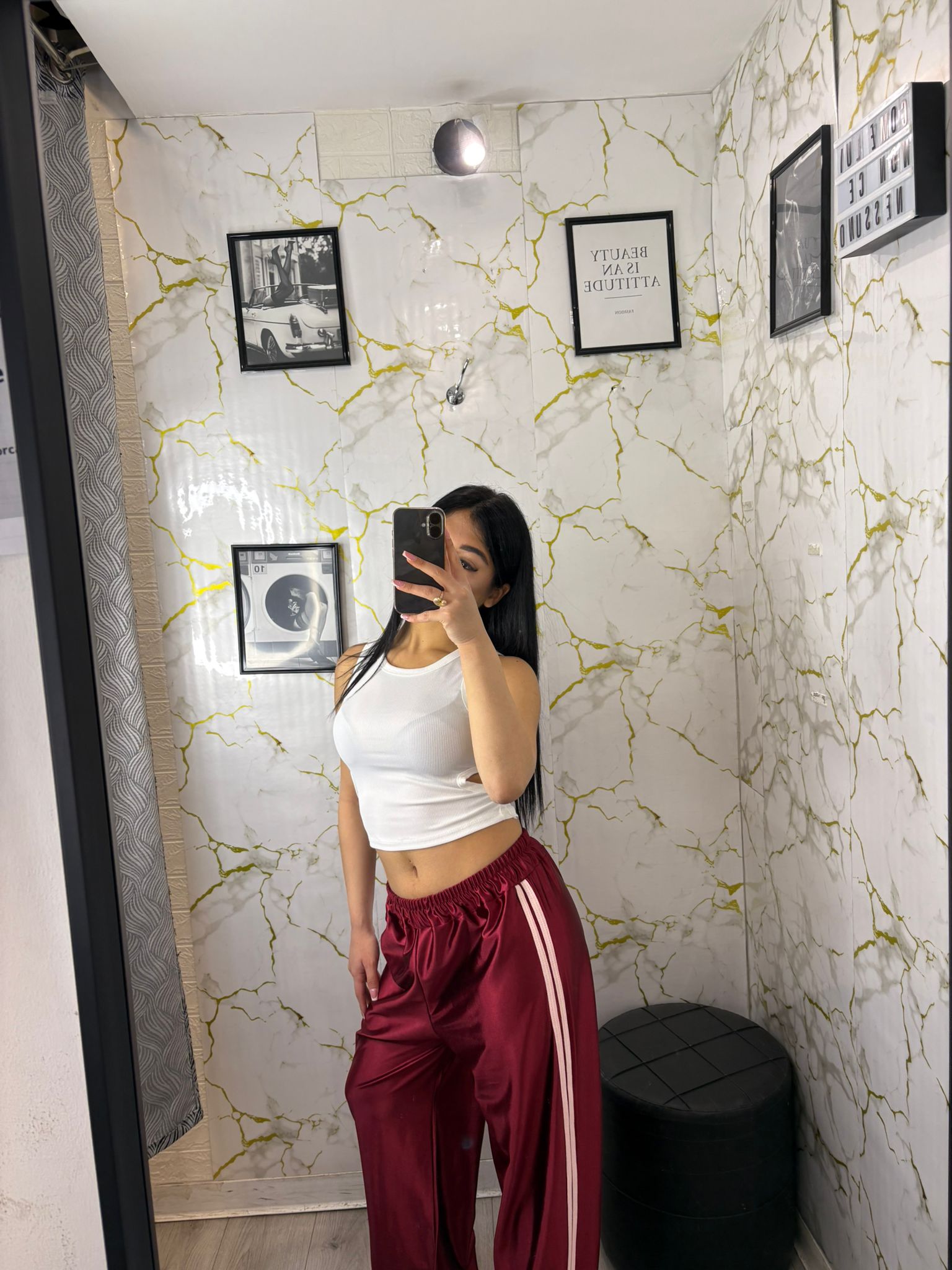 Pantalone lucido righe laterali