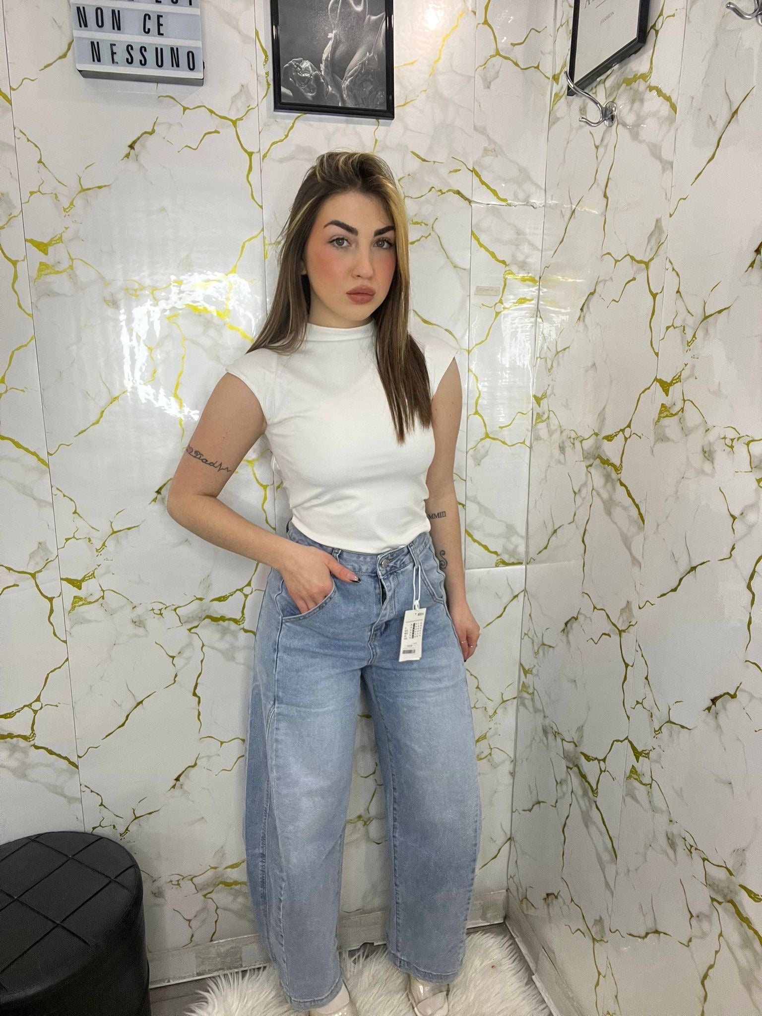 Body con mezzo scollo