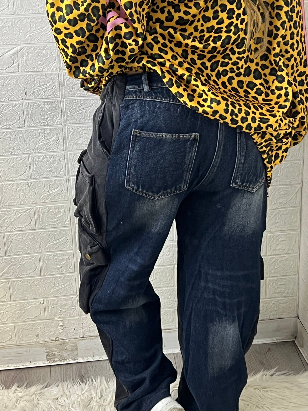 Jeans doppio tessuto con tasconi