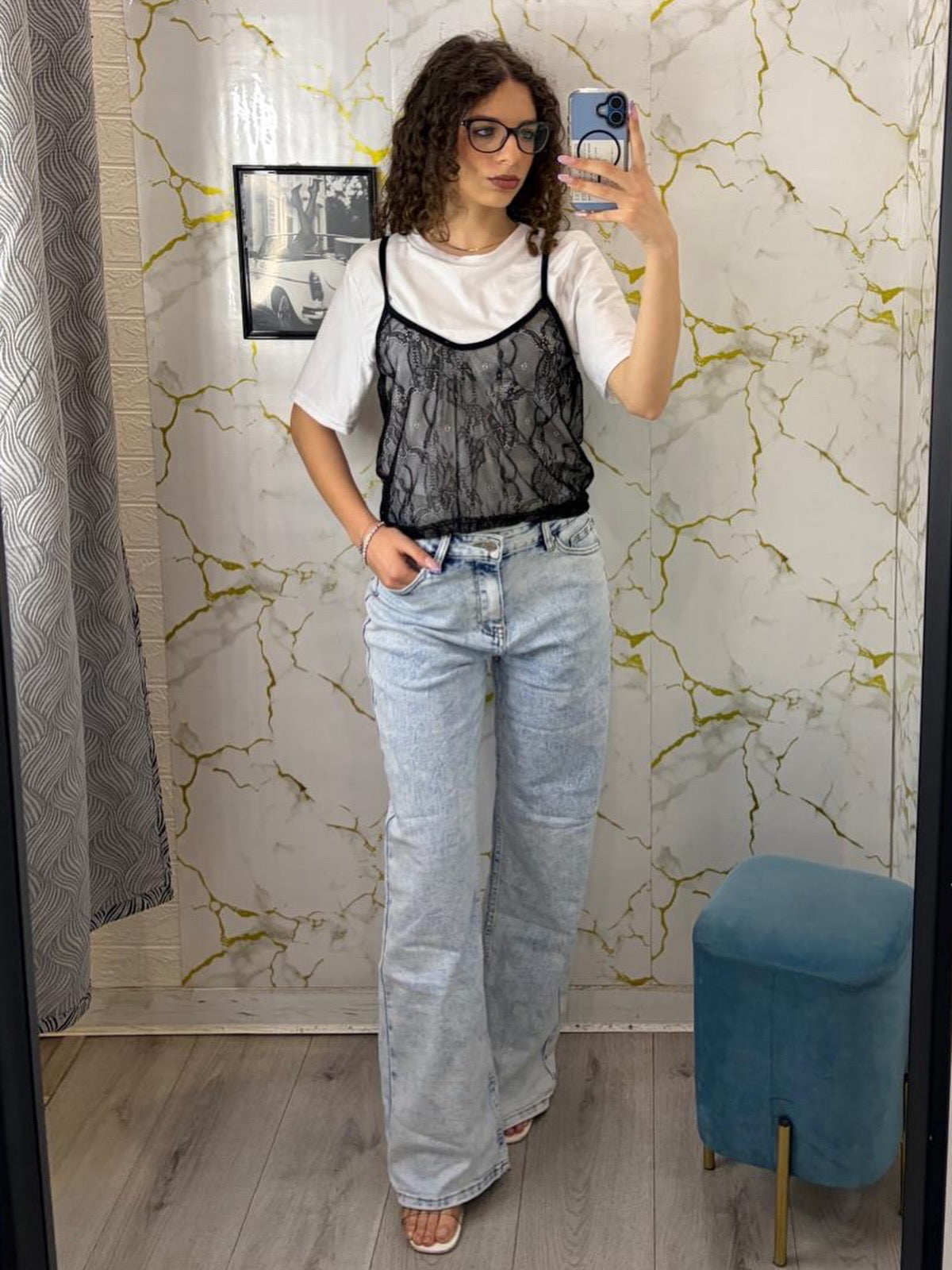 Maglia con top macramé