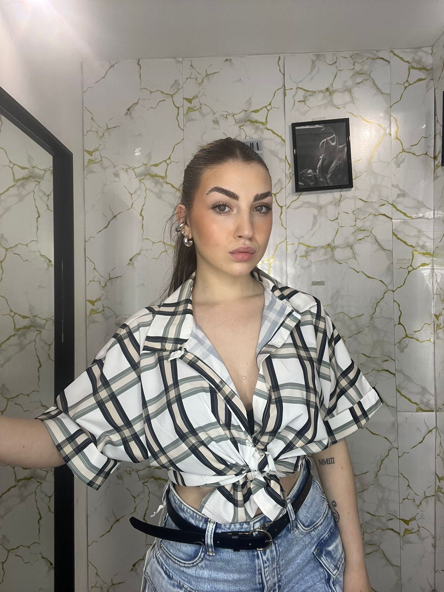 Camicia a quadri morena