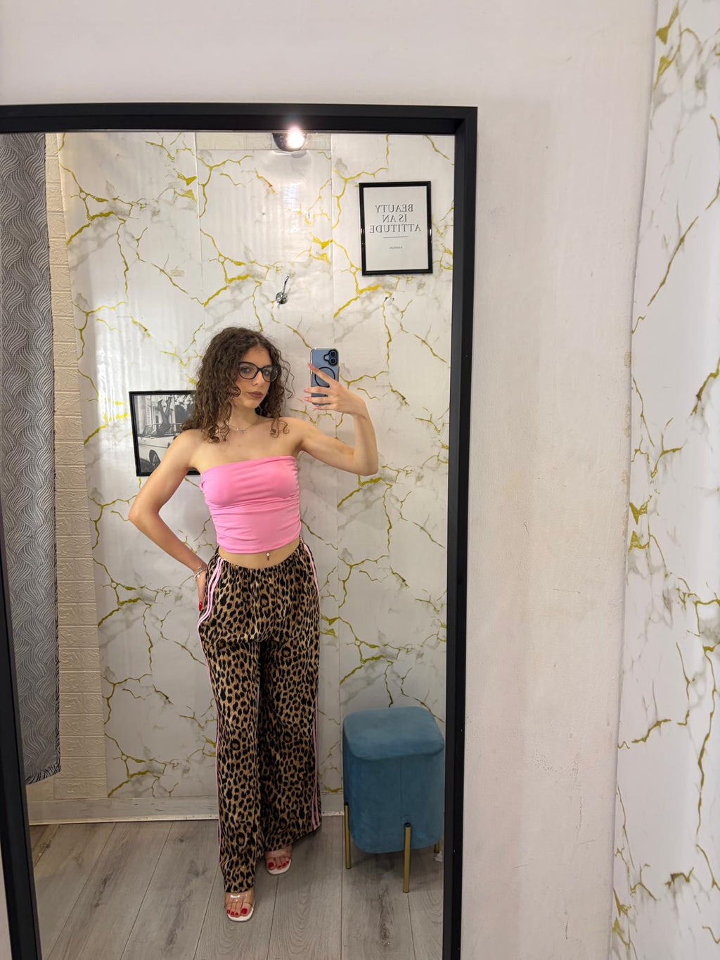 Pantalone maculato con banda