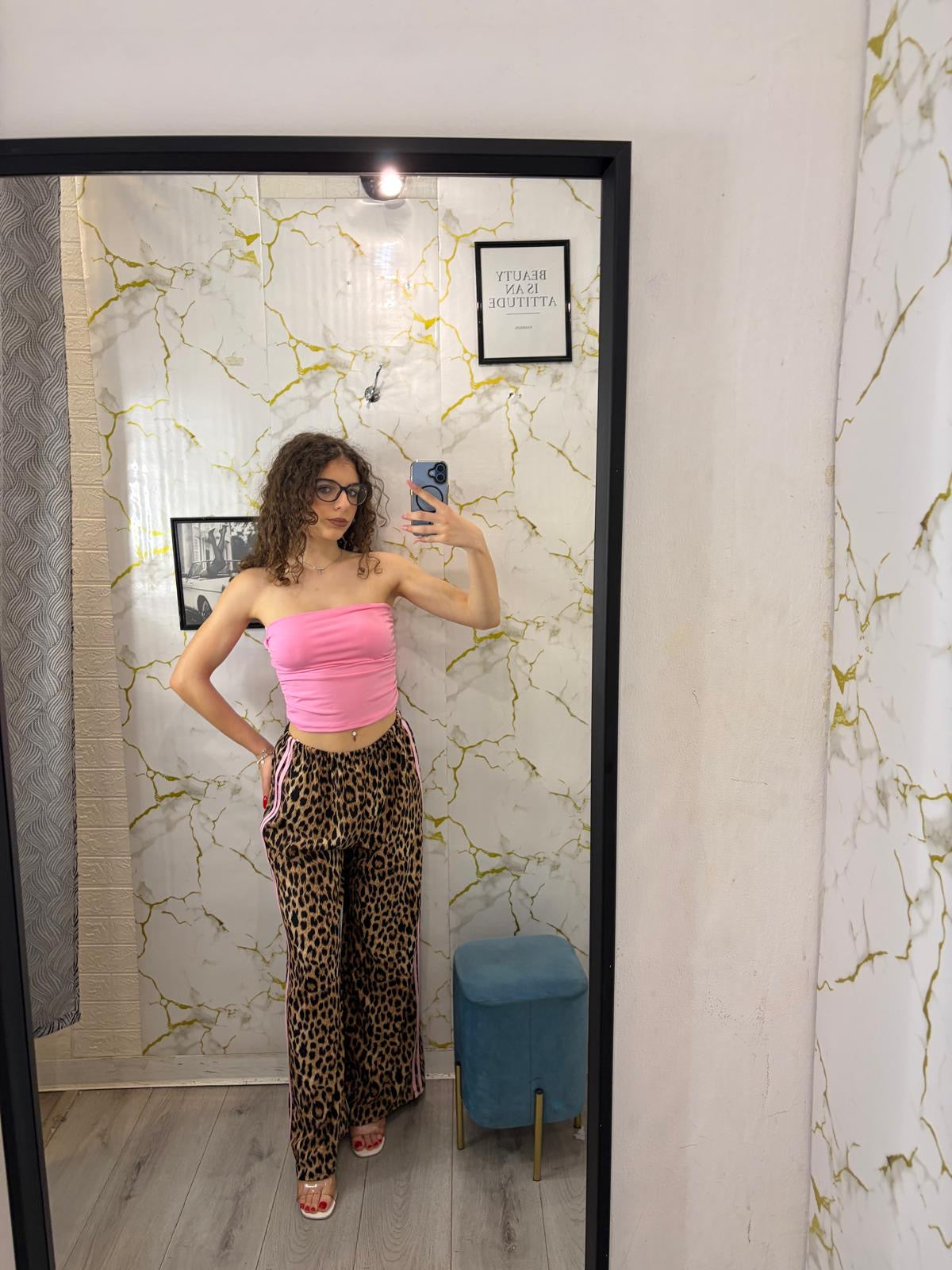 Pantalone maculato con banda
