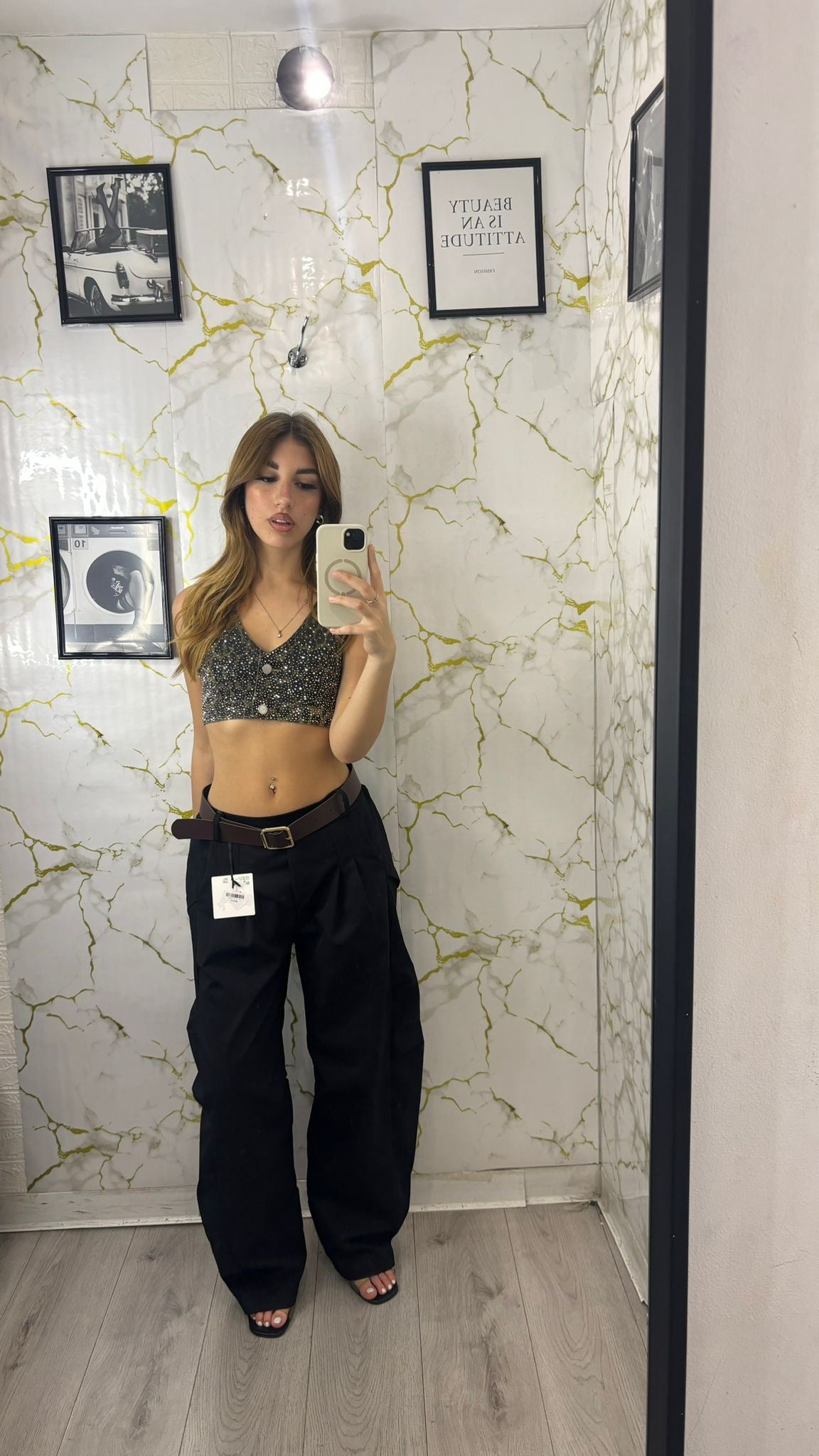 Top maculato con brillantini