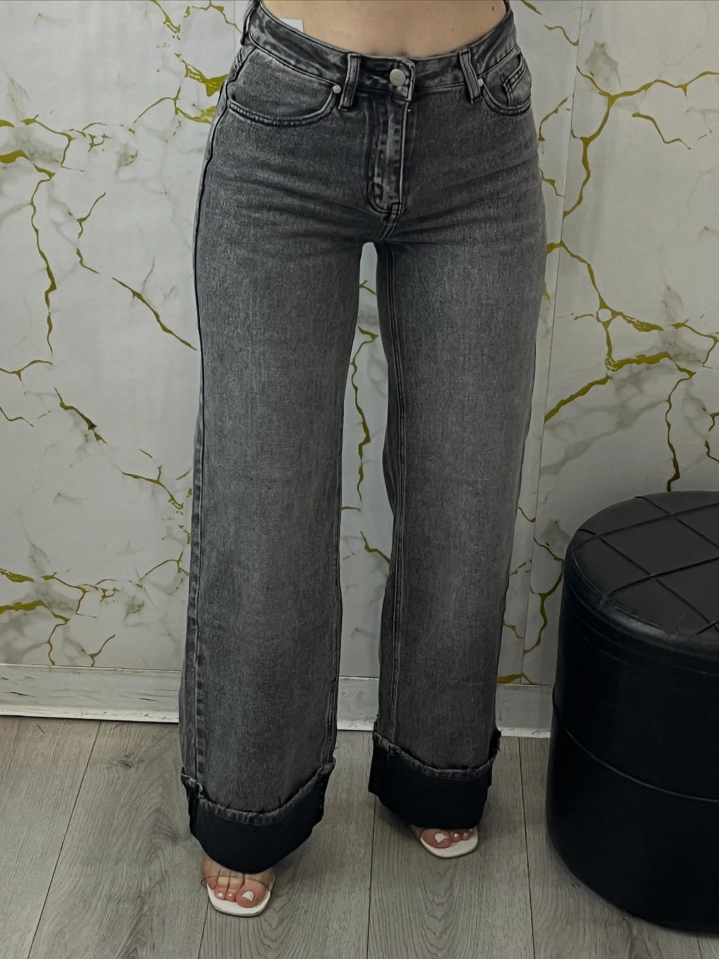 Jeans a palazzo grigio