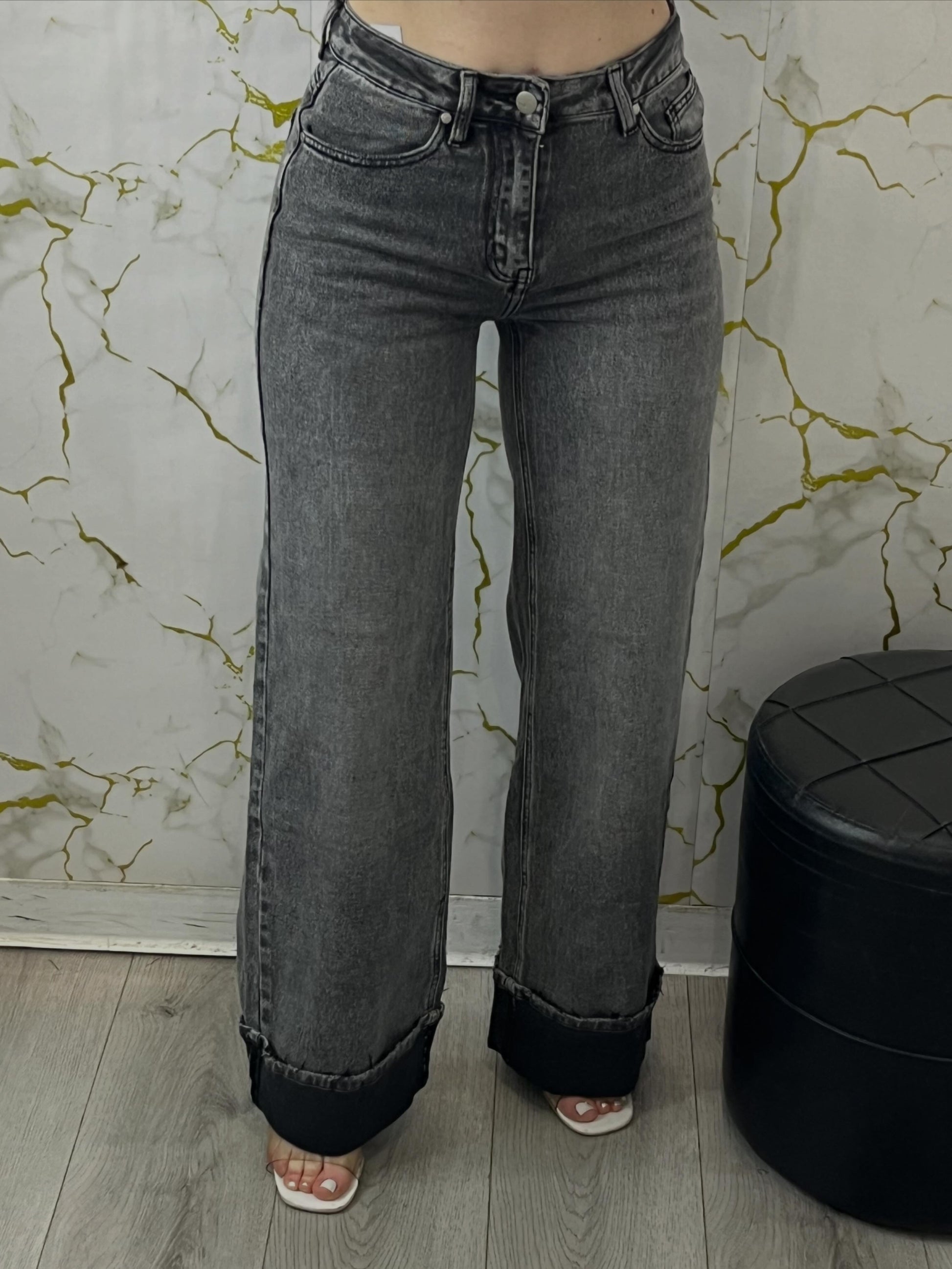 Jeans a palazzo grigio