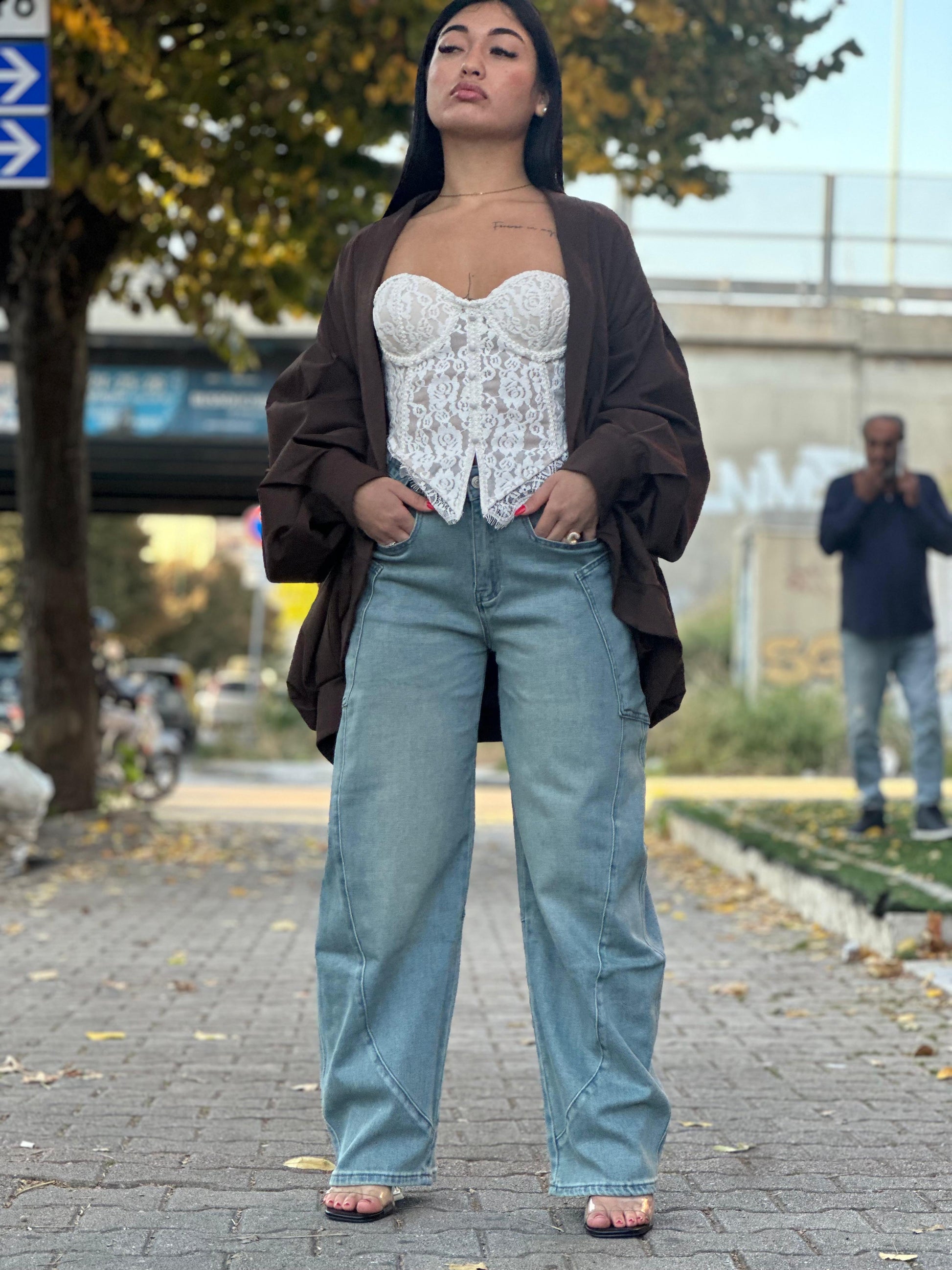 Jeans ballon lavaggio chiaro