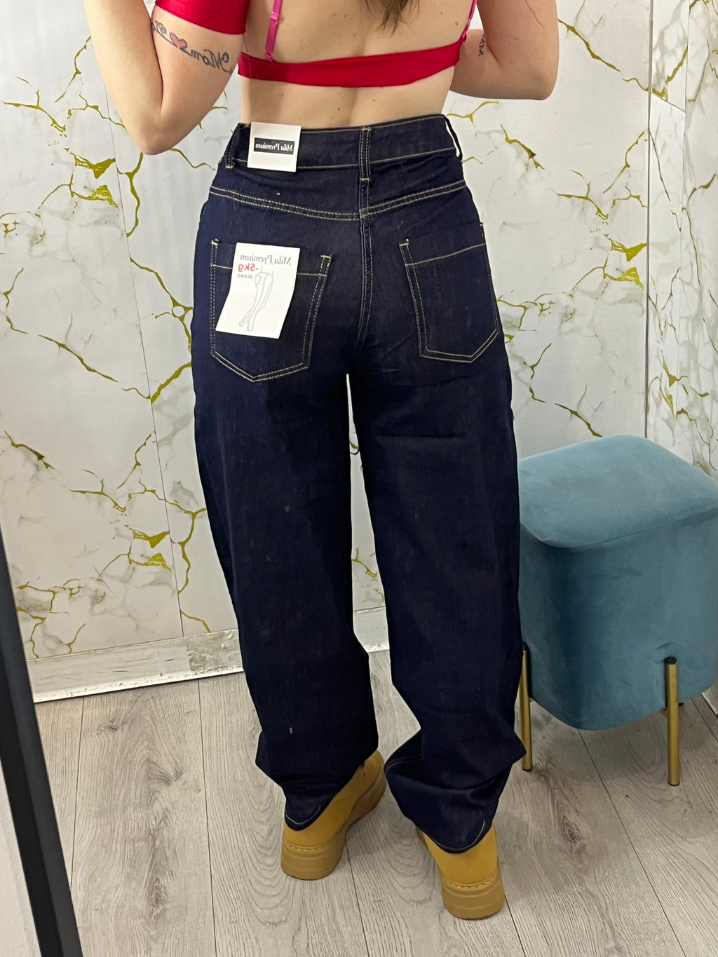 Jeans Balloon denim scuro polly