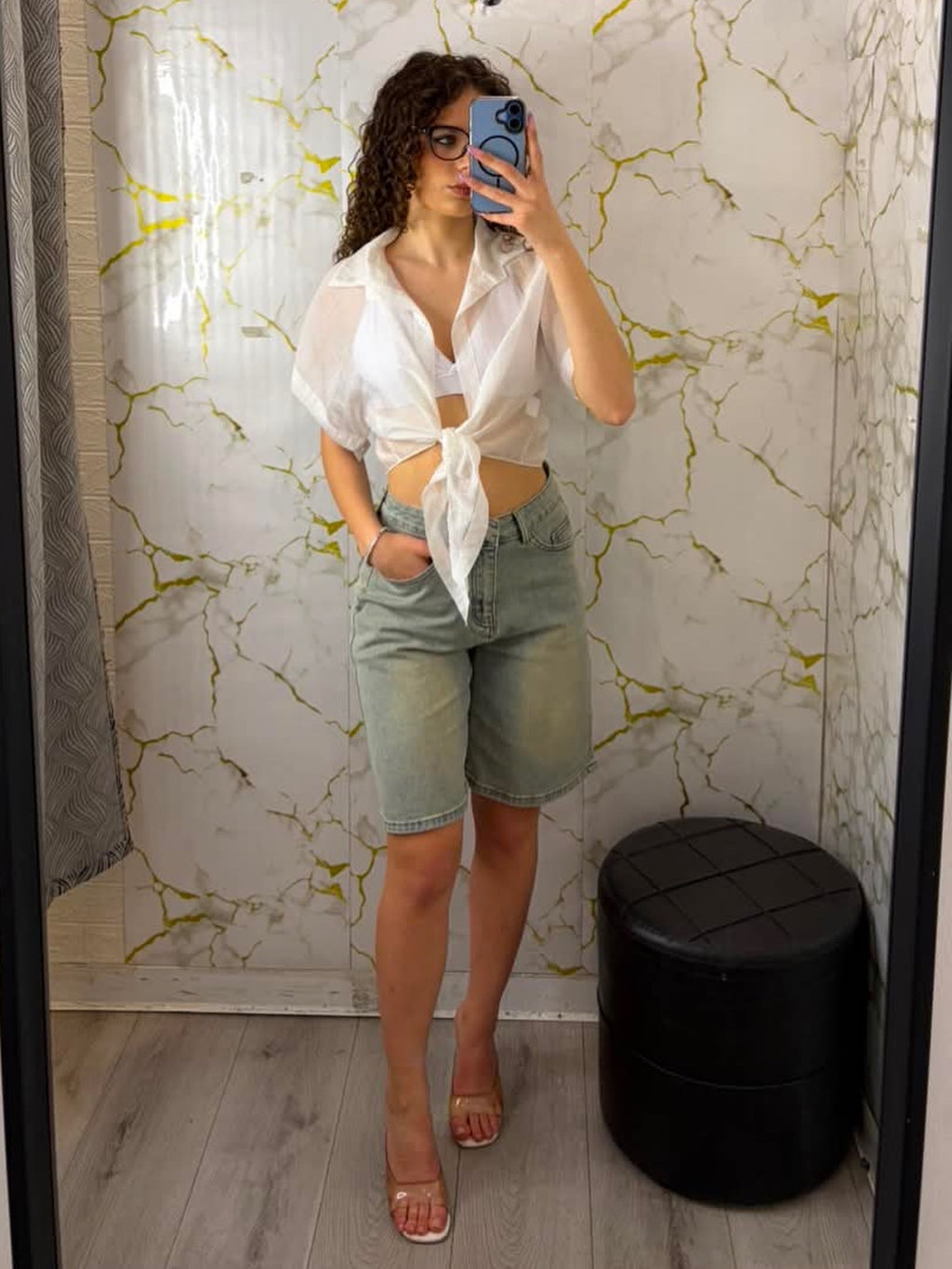 Camicia mezza manica semitrasparente