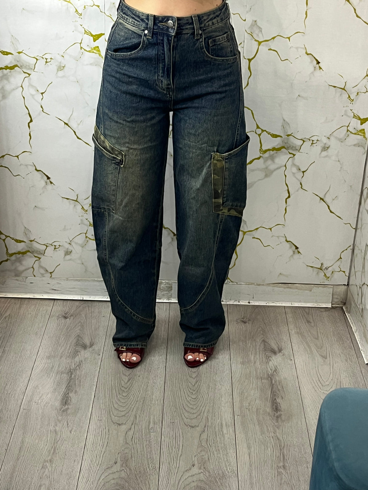 JEANS IN DENIM CAMOUFLAGE