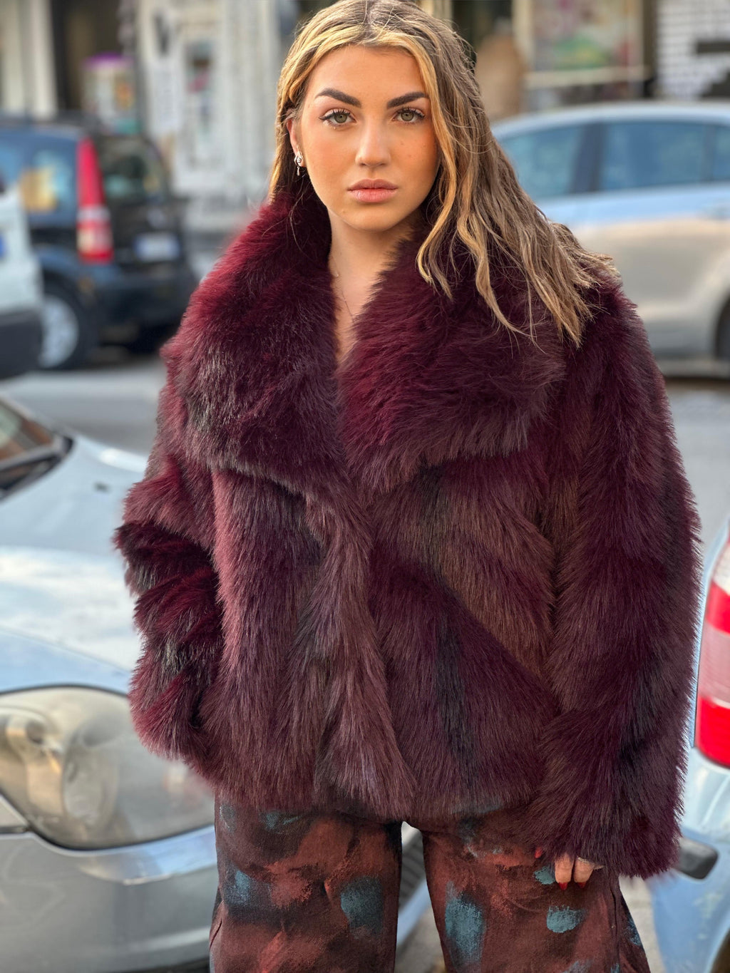 Ecopelliccia bordeaux