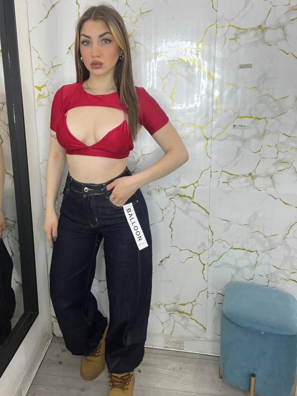 Jeans Balloon denim scuro polly