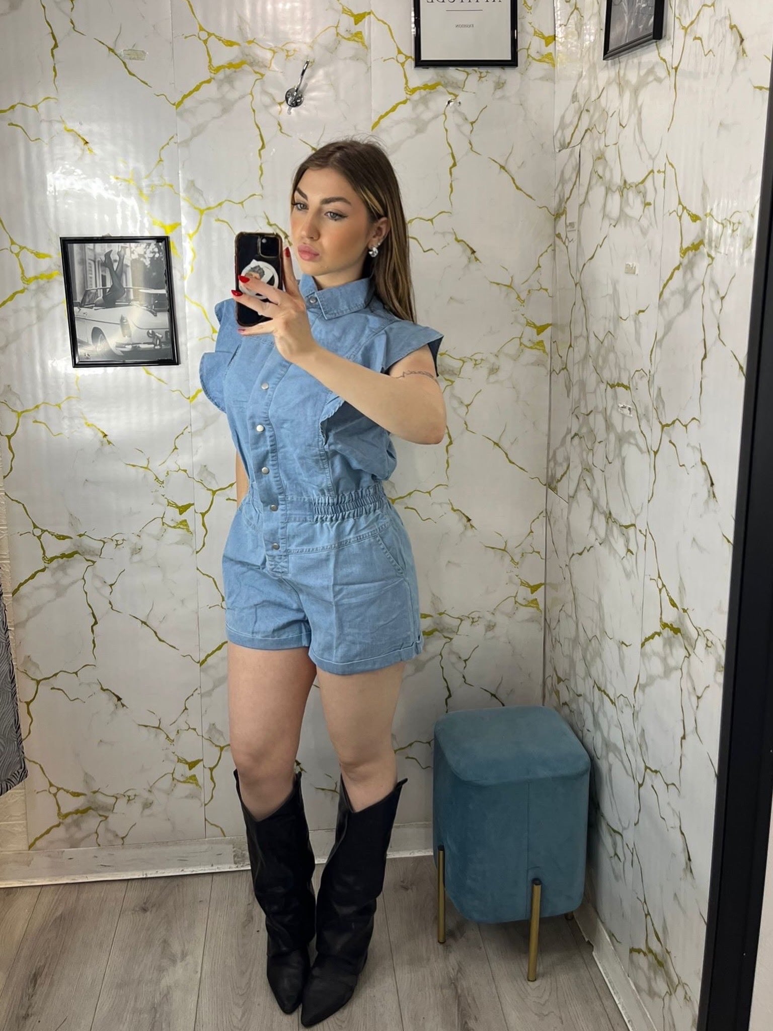 Jumpsuite shorts in jeans Luana