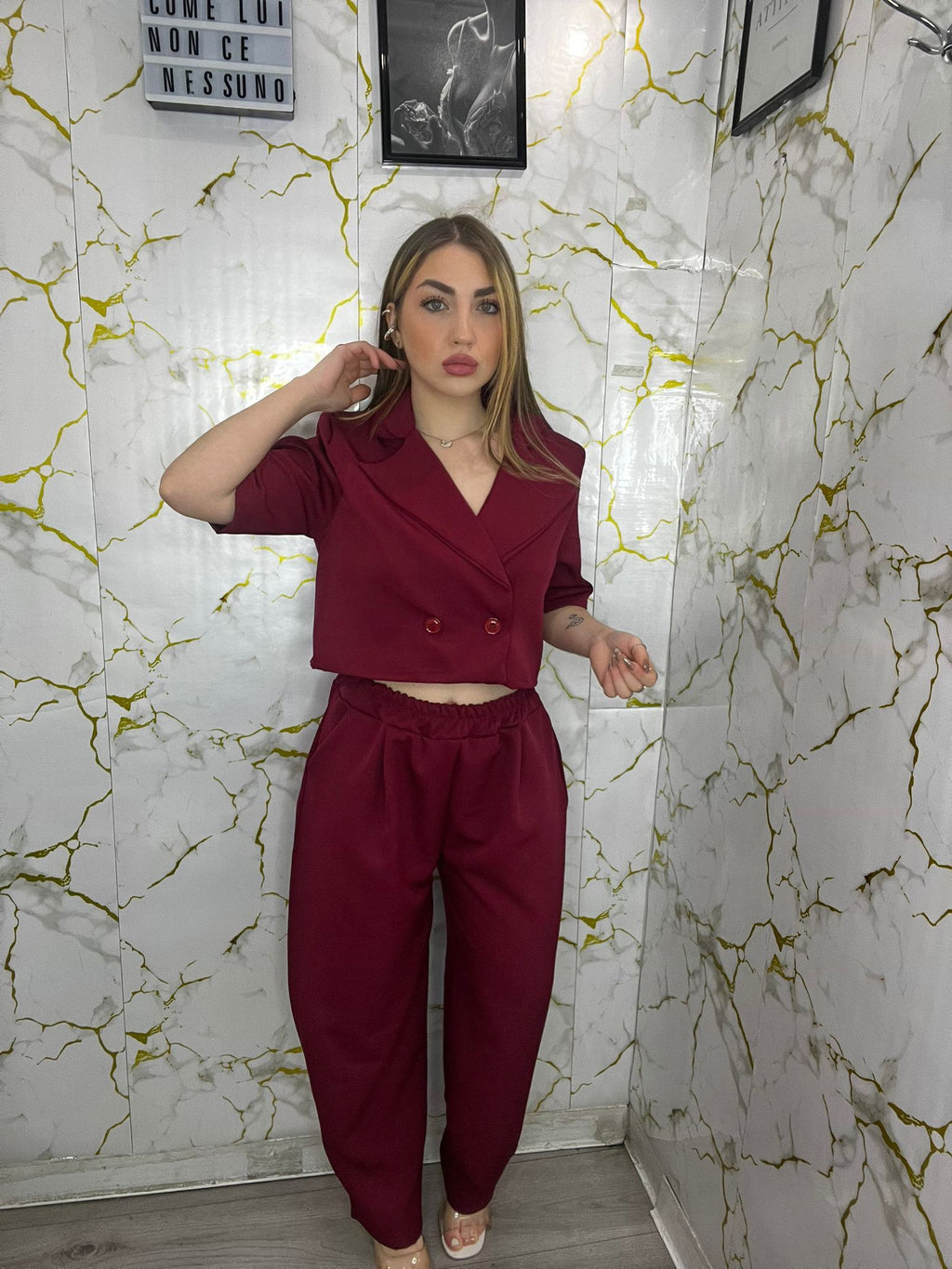 tailleur maglia croop mezza manica
