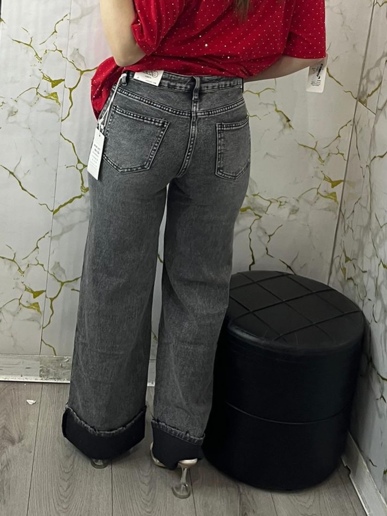 Jeans a palazzo grigio