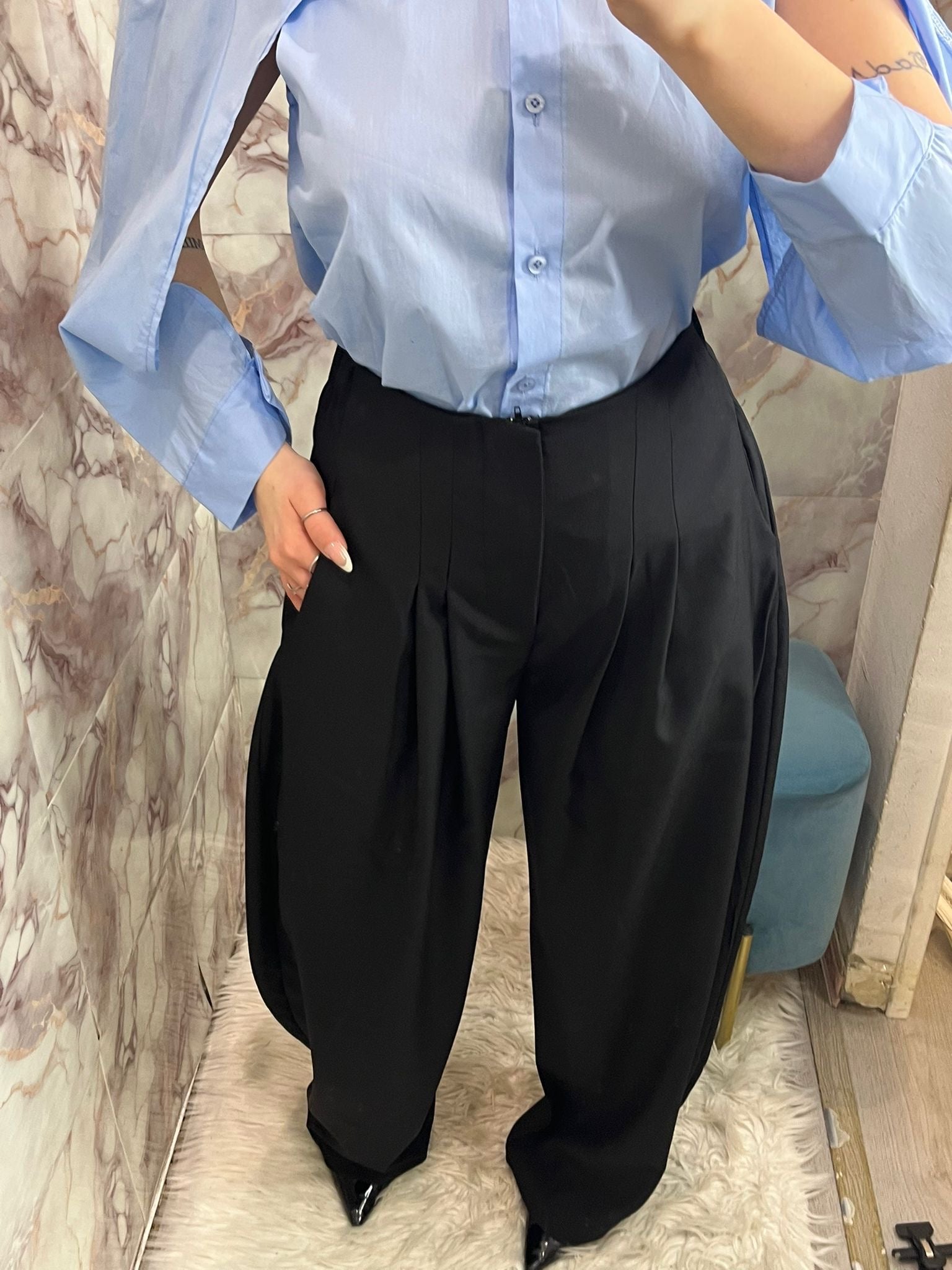 Pantalone balloon con penche