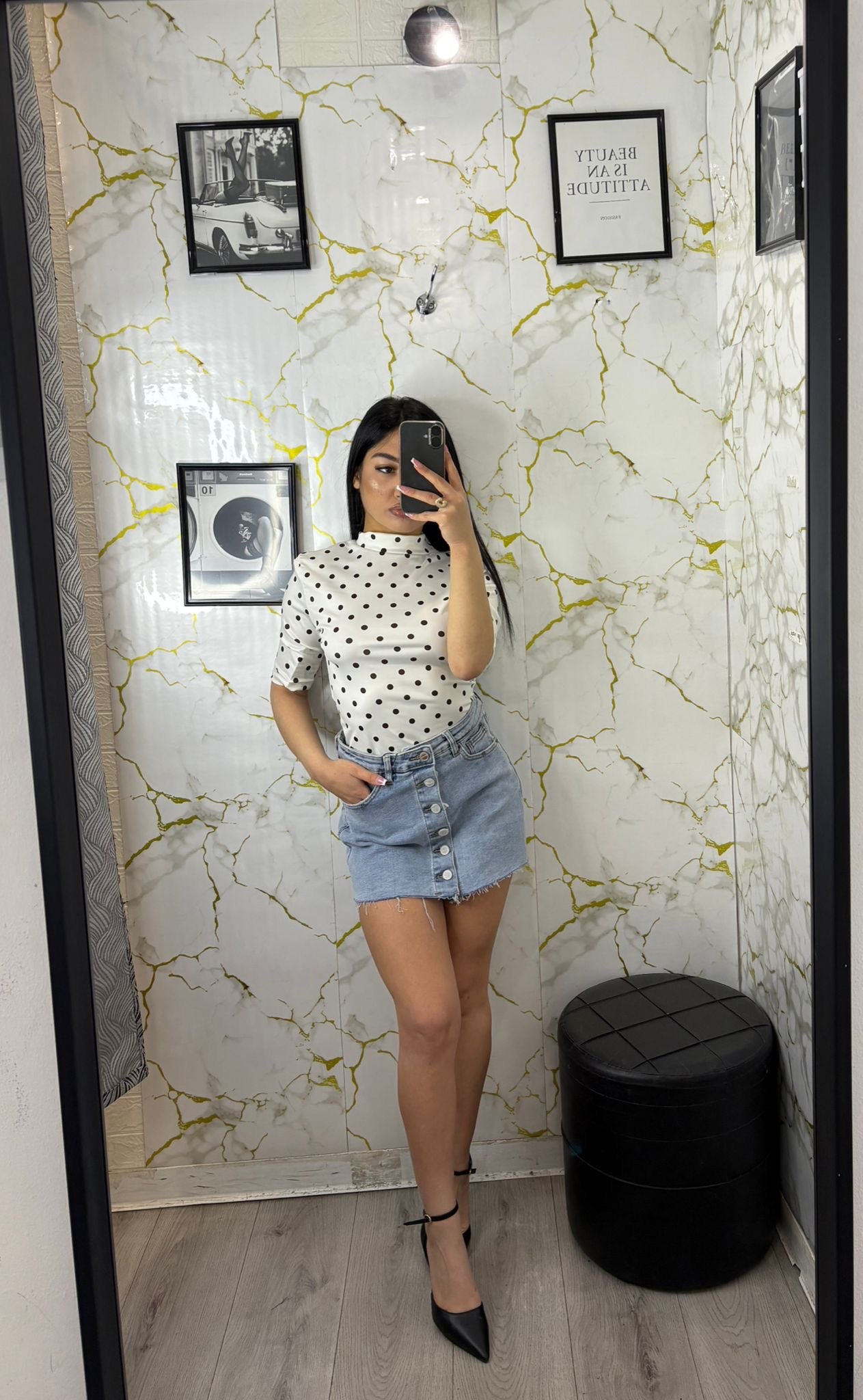 Pantagonna con bottoni denim