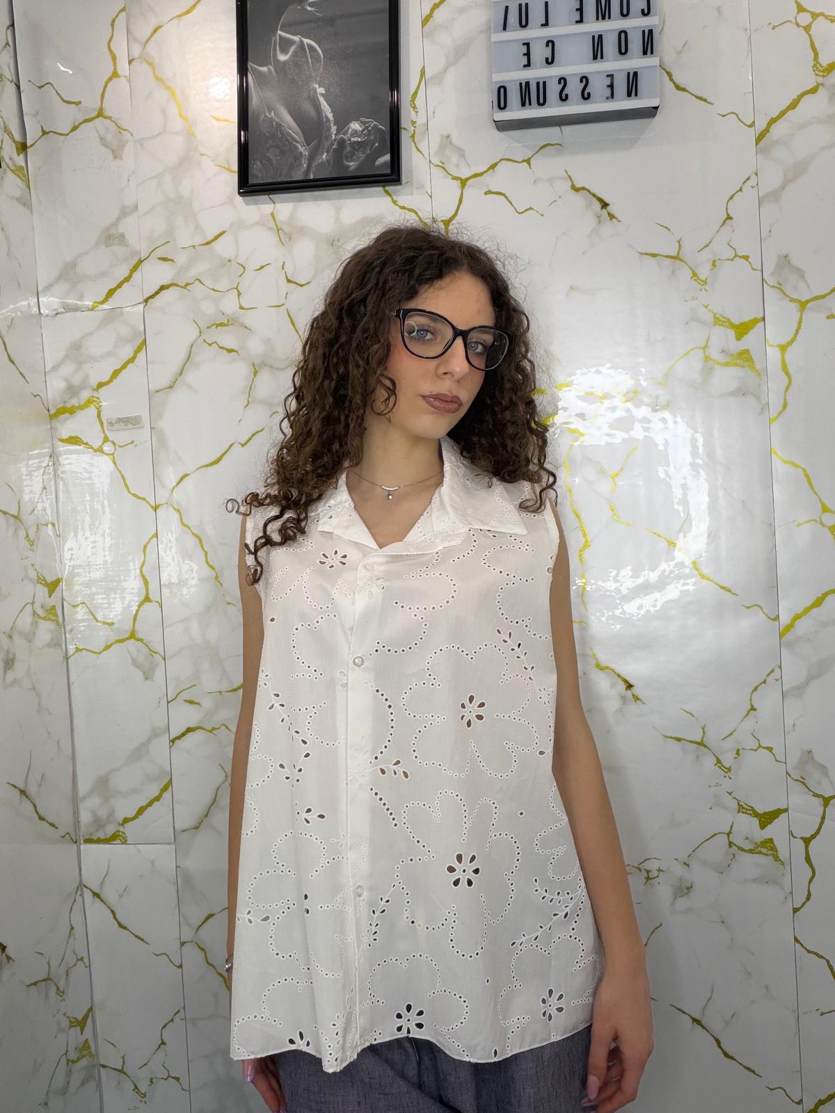 Camicia a giro in pizzo San gallo