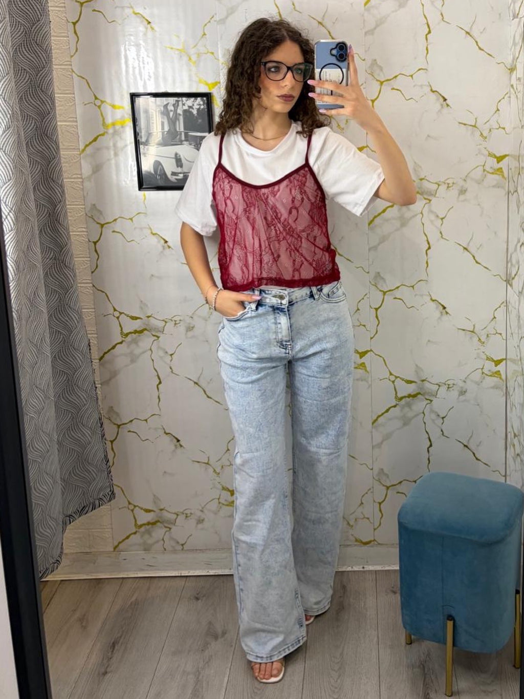 Maglia con top macramé