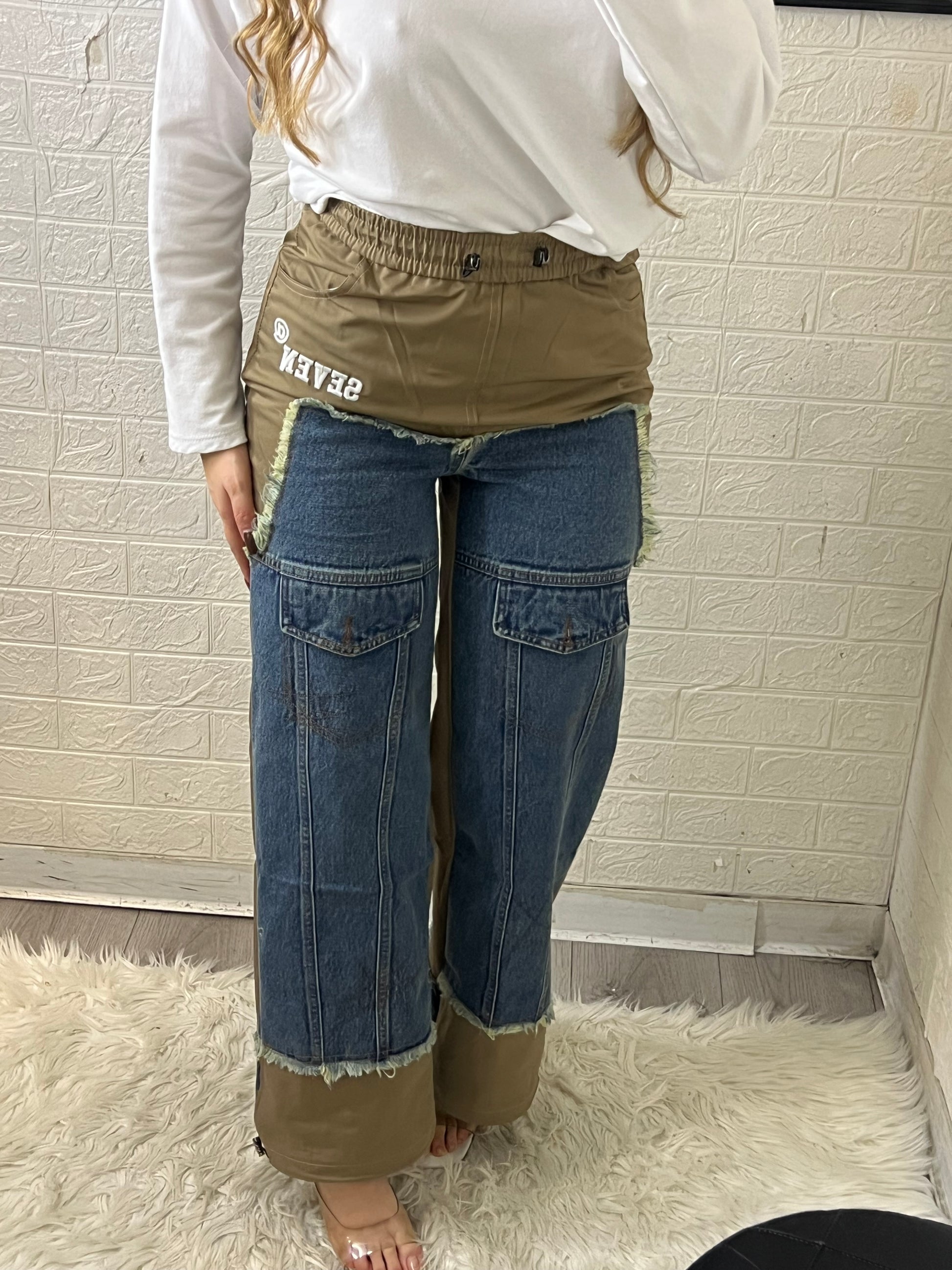 Jeans con doppio tessuto