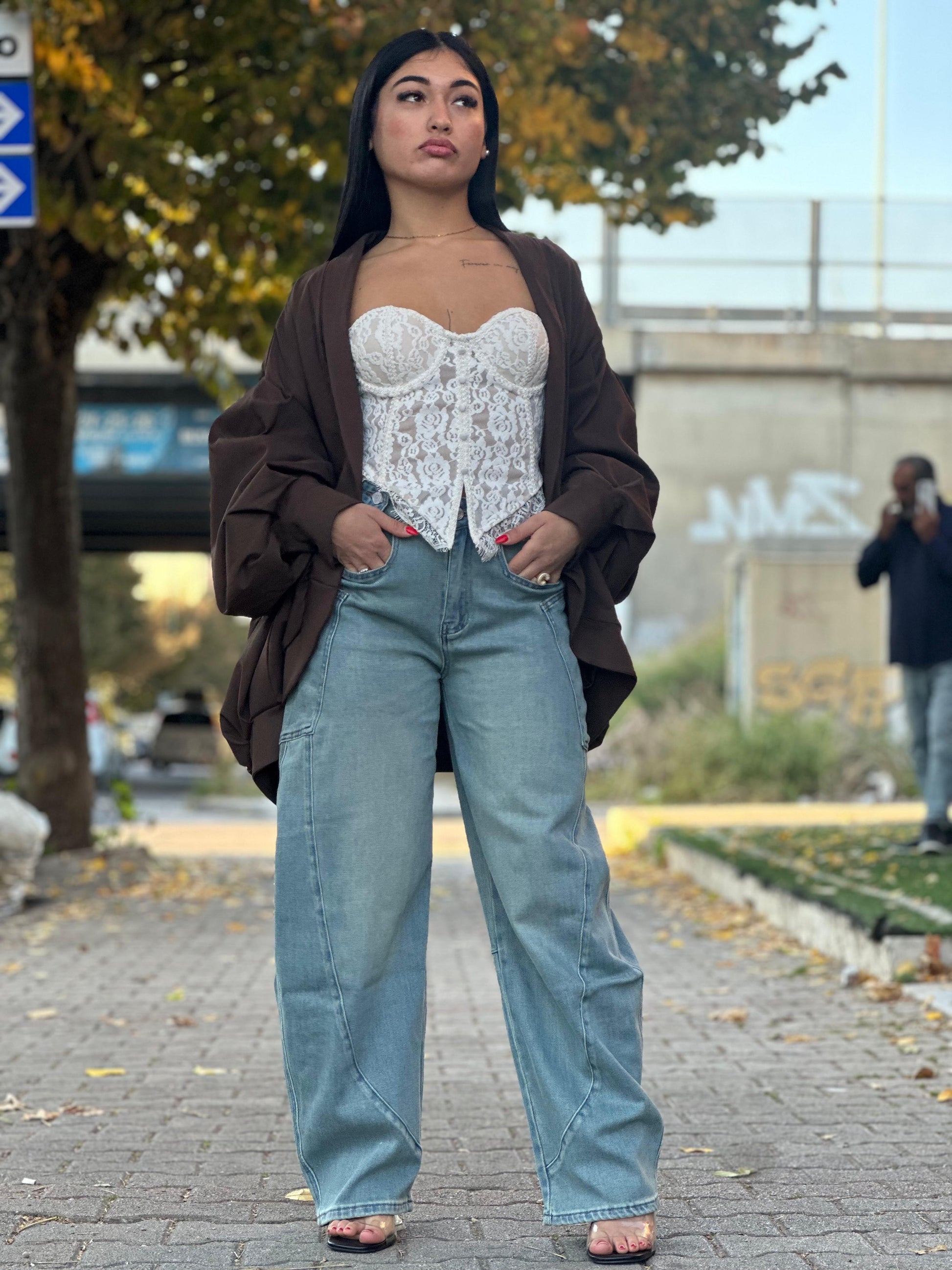 Jeans ballon lavaggio chiaro