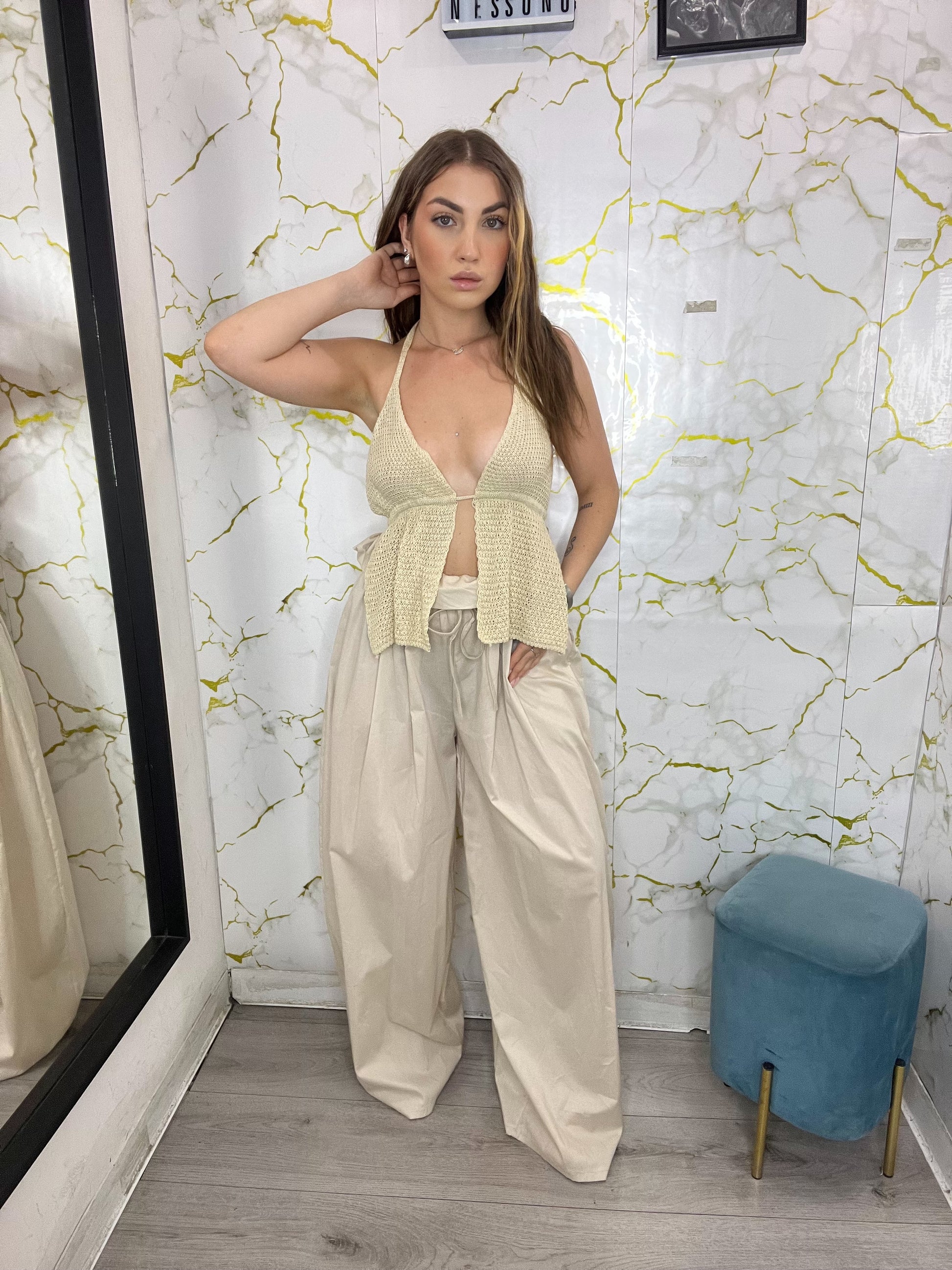 Pantalone balloon con risvolto