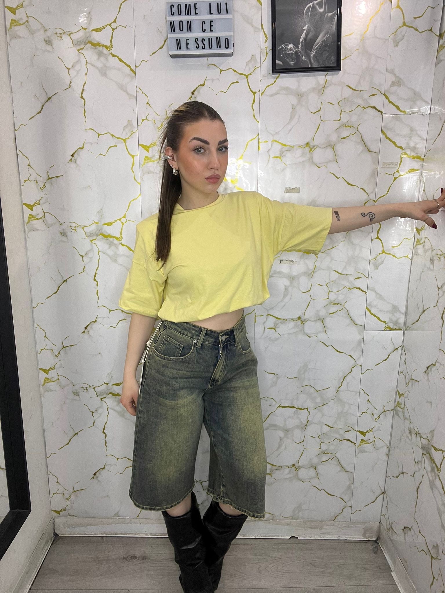 Maglia sbuffata crop
