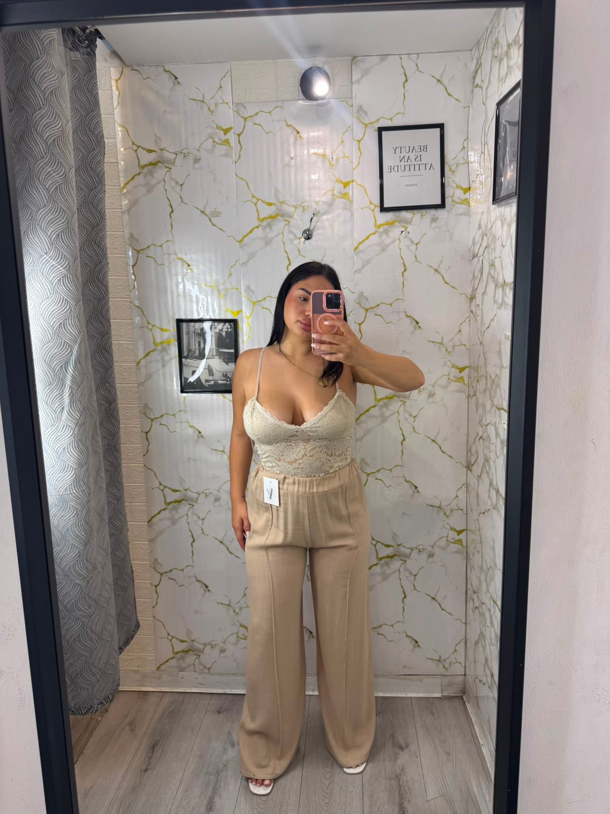 Pantalone a palazzo in simil Lino